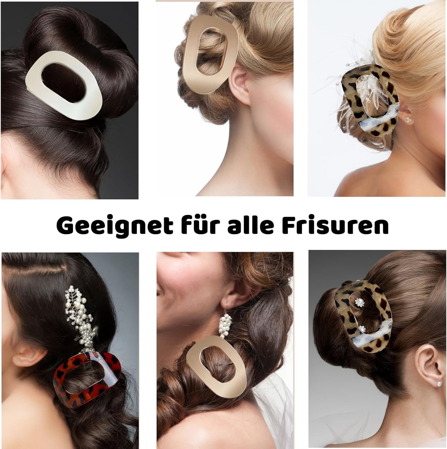 Pack of 6 Flat Hair Clips, Women'S Hair Clips, Flat with Non-Slip Hold, Duck Beak Hair Clips for Thick and Thin Hair, 9.5 Cm Elliptical Hair Clips in 6 Colours image number 1