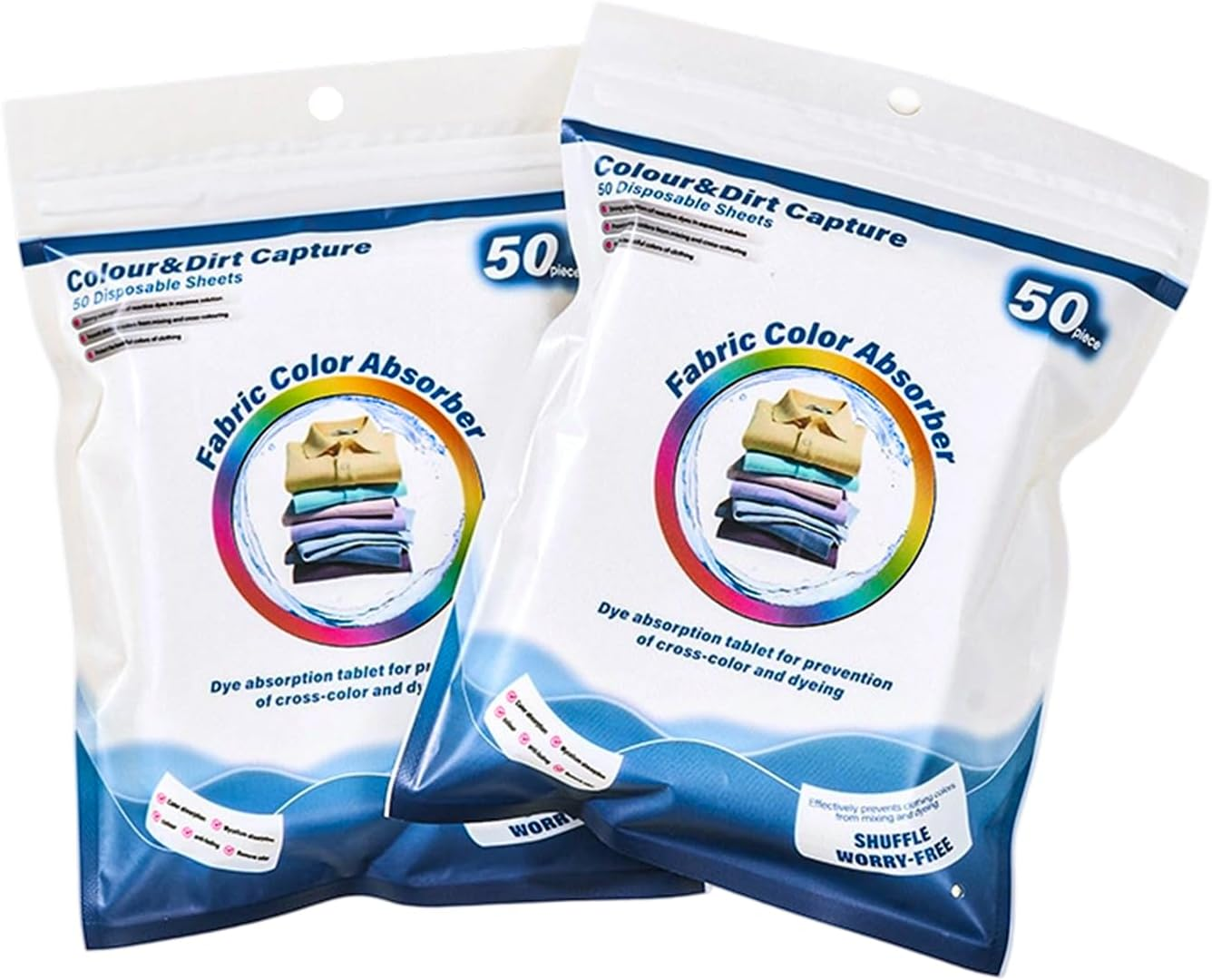 Fiohiros Colour Catchers Laundry Sheets,100 Count Dye Trapping Sheets for Washing Machine,Wash Dark Clothes Trapping Dye image number 6