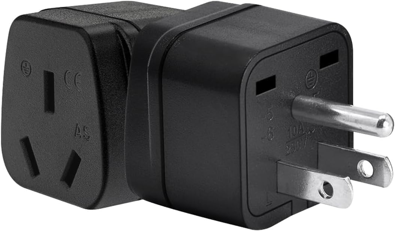 NEMA5-15P to AU AS3112 Power Converters, Toptekits USA Nema 5-15P Plug to SAA Australia Female Socket AC Electrical Adapters,Au US Plug Adapter.Usa AU Outlet Plug Adapter (Adapter Black,2-Pack)