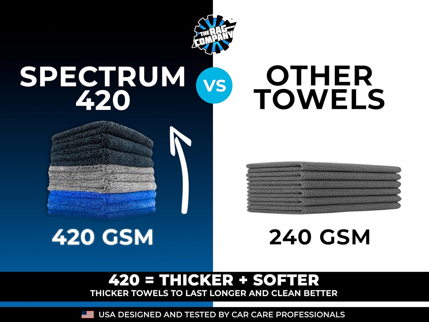 The Rag Company - Drying Towels for Car Detailing - Premium Microfiber Cloth Perfect for a Streak-Free Finish - Spectrum 420 Dark Pack - 420 GSM, 16" X 16" (9-Pack) image number 6