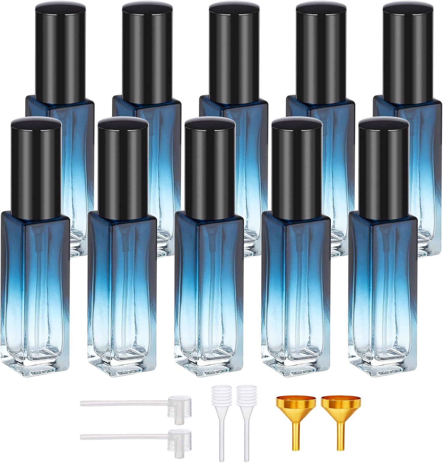 Segus Perfume Atomiser 10Ml, 10 Pcs Glass Refillable Perfume Bottle, Aftershave Spray Bottle, Empty Fragrance Atomiser, Travel Aftershave Dispenser for Handbag, Pocket, Purse (Black)