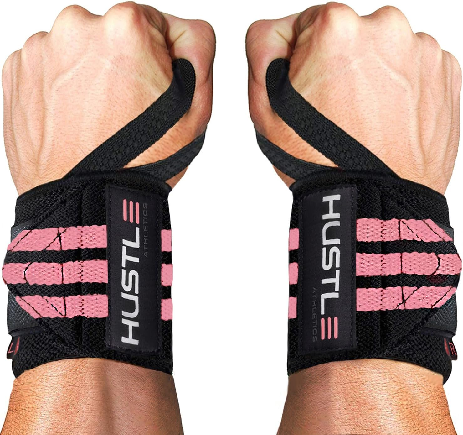 Hustle Athletics Wrist Wraps - Extra Support Weightlifting & Crossfit - Brace Your Wrists to Push Heavier, Avoid Injury & Improve Your Bench Press Instantly Men & Women