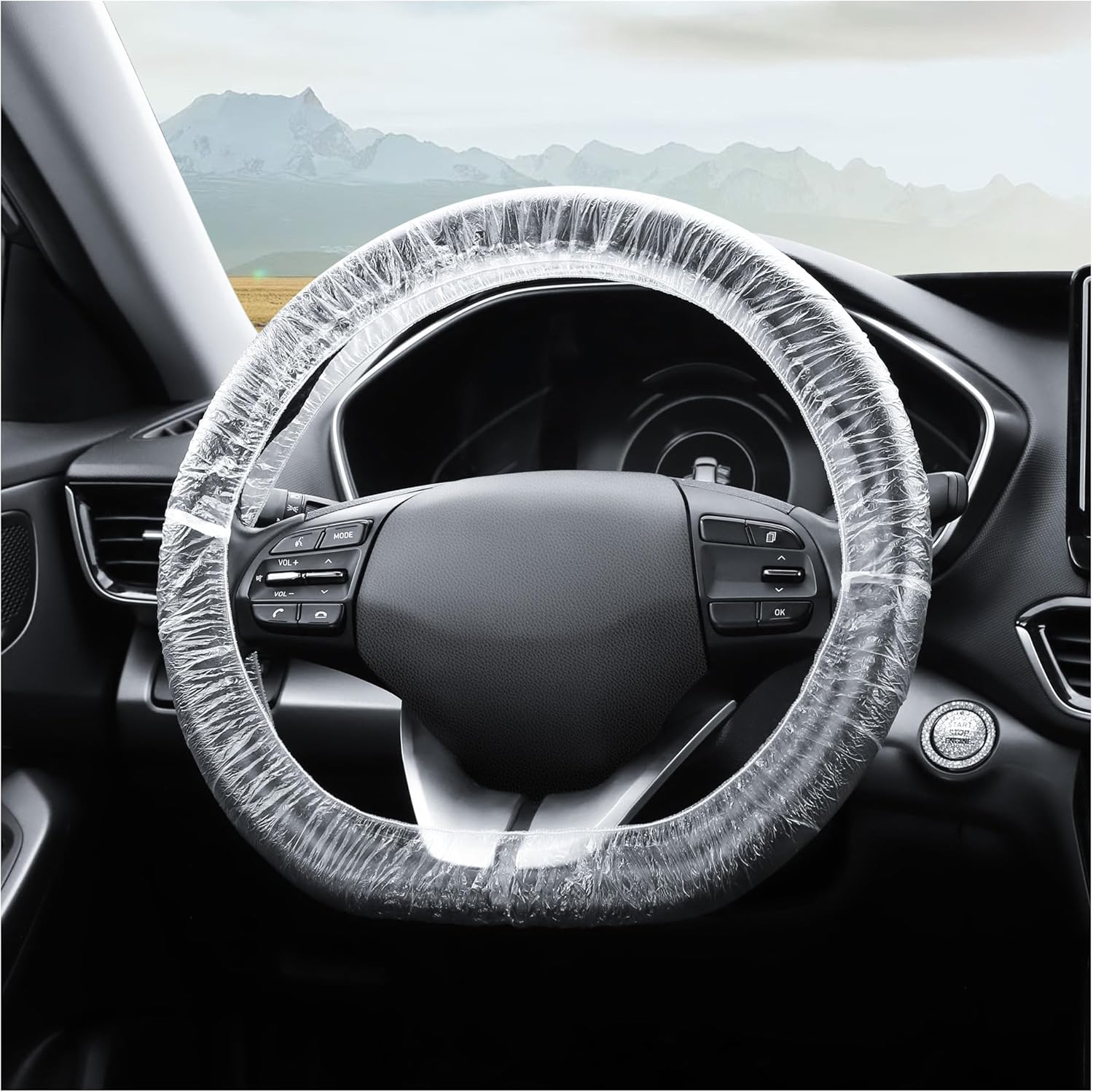 100PCS Disposable Steering Wheel Covers,Disposable Steering Wheel Protector with Elastic for Avoiding Scuffs & Scratches,Universal Car Steering Wheel Cover Car Accessories, 15X15X0.01 Inch image number 4