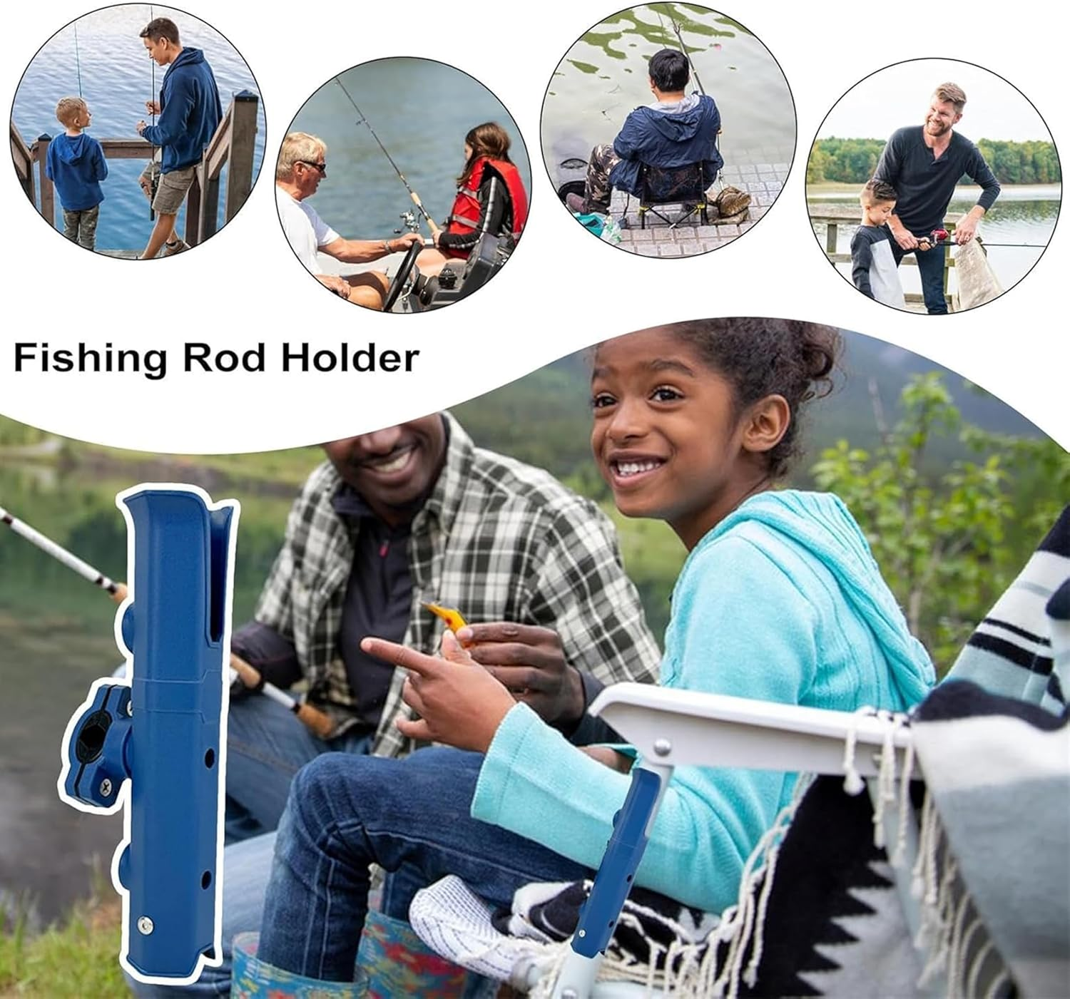 2-Pack Rotatable Fishing Rod Holders with Adjustable Mount Clamp - Compatible with Bike Racks, Boats, Kayaks, Motorcycles & Carts (Fishing Chair/Bicycle Accessories) image number 2