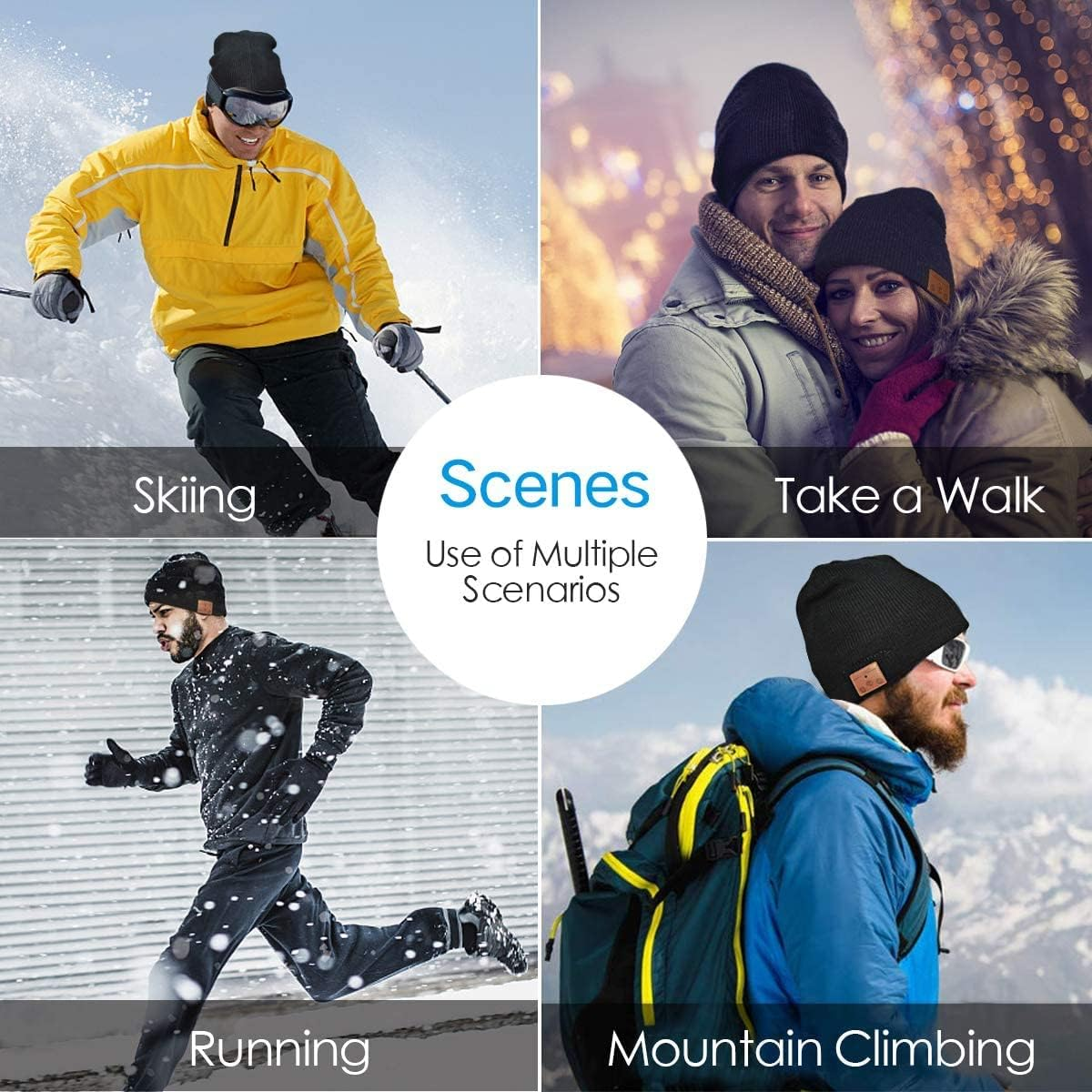 ZRUHIG Bluetooth Beanie M&uuml;tze Mit Kopfh&ouml;rern Bluetooth Musik Hut Wireless M&uuml;tze Ausgestattet Mit Bluetooth 5.0 Superior F&uuml;r Herren&Frauen Sport, Weihnachten&Geburtstags Geschenk&hellip; image number 1