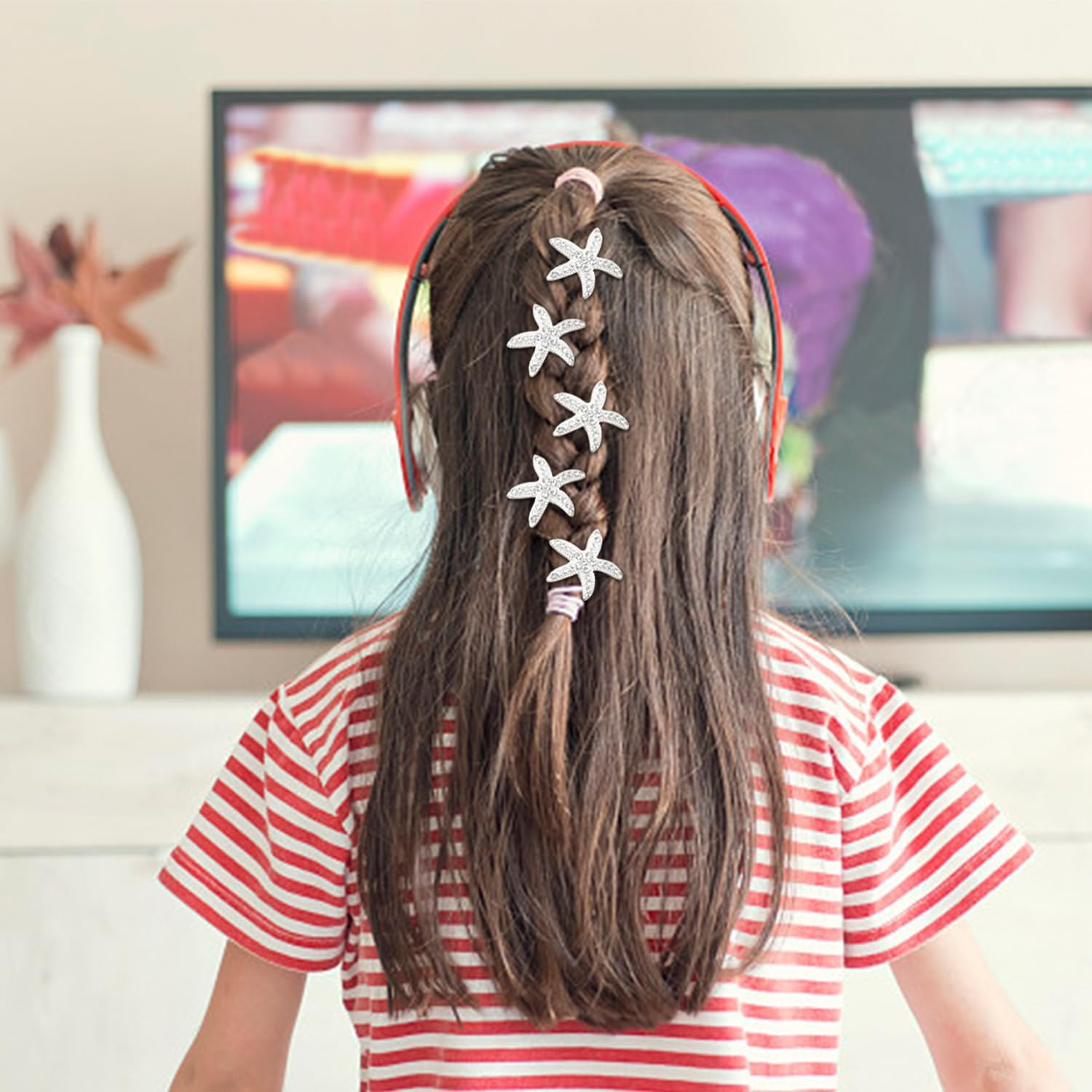 20 Rhinestone Starfish Hair Pins, Girls' Braided Hair Pins, Styling Decorative Hair Accessories, Bohemian Beach Hair Accessories image number 3