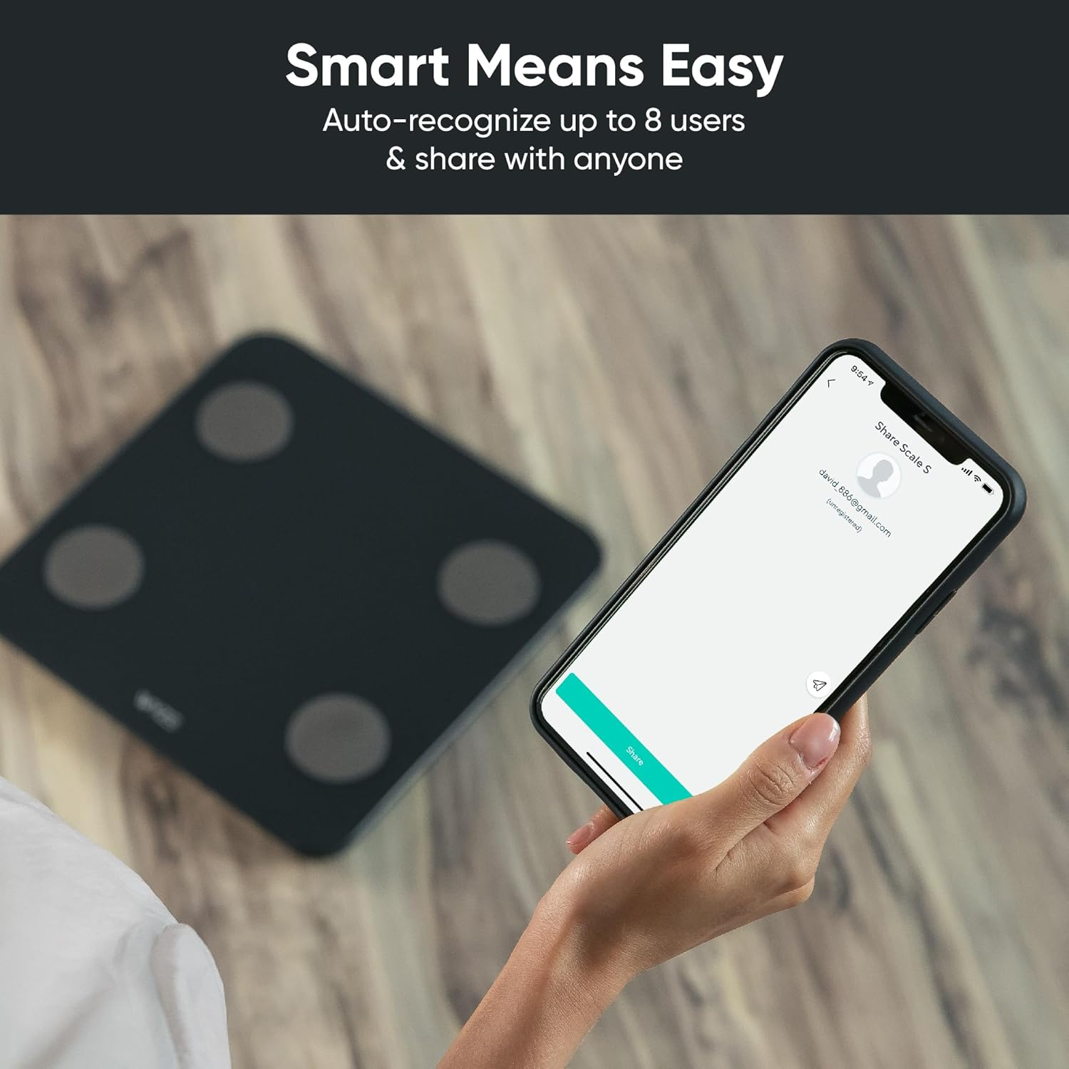 WYZE Body Fat Scale S, Digital Bathroom Scale, Body Composition Analyer, Baby/Pet Mode, 400 Lb Black image number 3