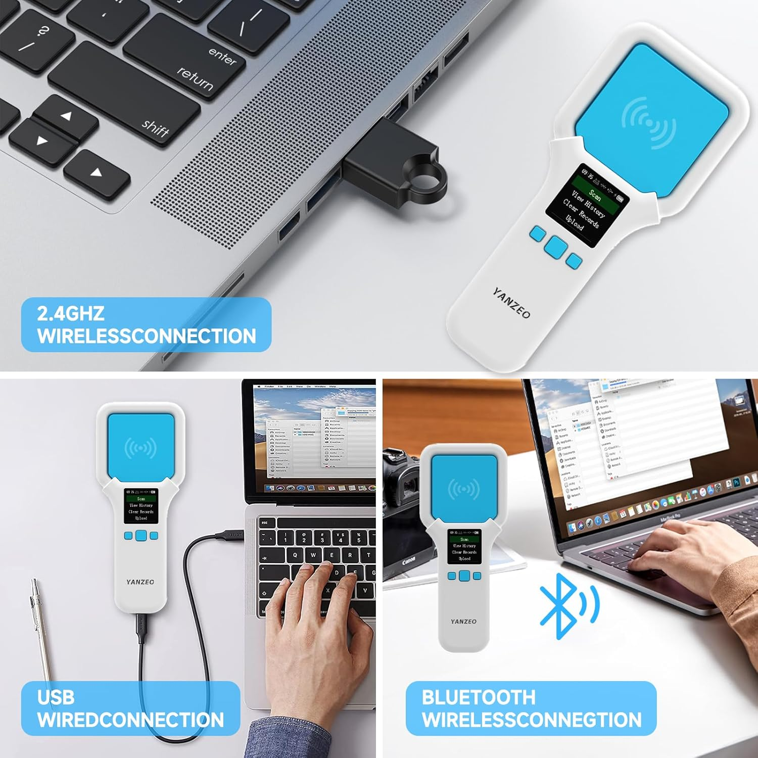 YANZEO SR300 UHF RFID Reader, 860Mhz - 960Mhz RFID Scanner, Wireless Bluetooth Handheld RFID Reader, UHF Tag Reader for Clothing, Shoe, Jewelry Stores and Warehouse Inventory