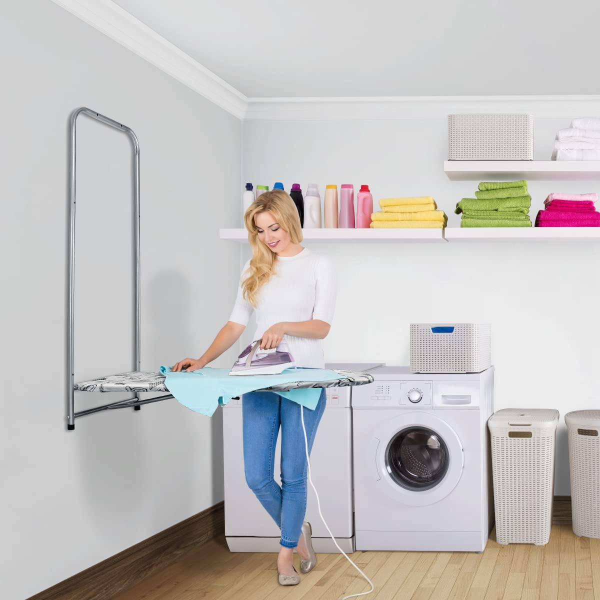 Duwee (37X98Cm) Wall and Door Mounted Ironing Board, Foldable Iron Board save Space with Heat Resistant Cover image number 4