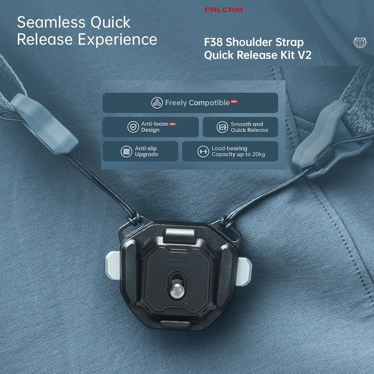 FALCAM F38 Camera Clip with Plate Kit V2, Quick Release Clip for Camera to Backpack Shoulder Strap-3142