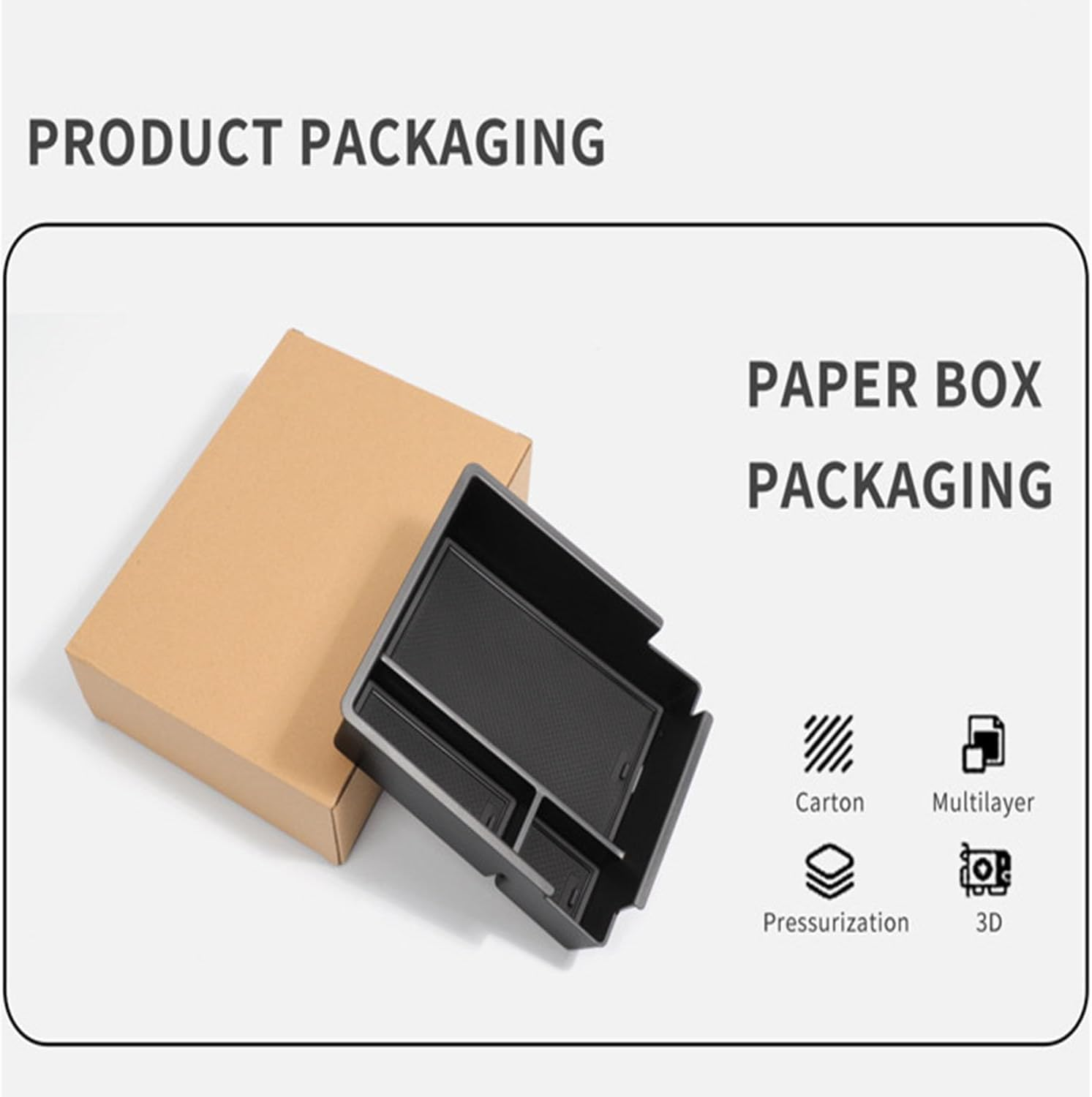 Wzenclave Armrest Secondary Storage Box,Black Console Armrest Storage Box Armrest Insert Tray, Central Console Accessories image number 4