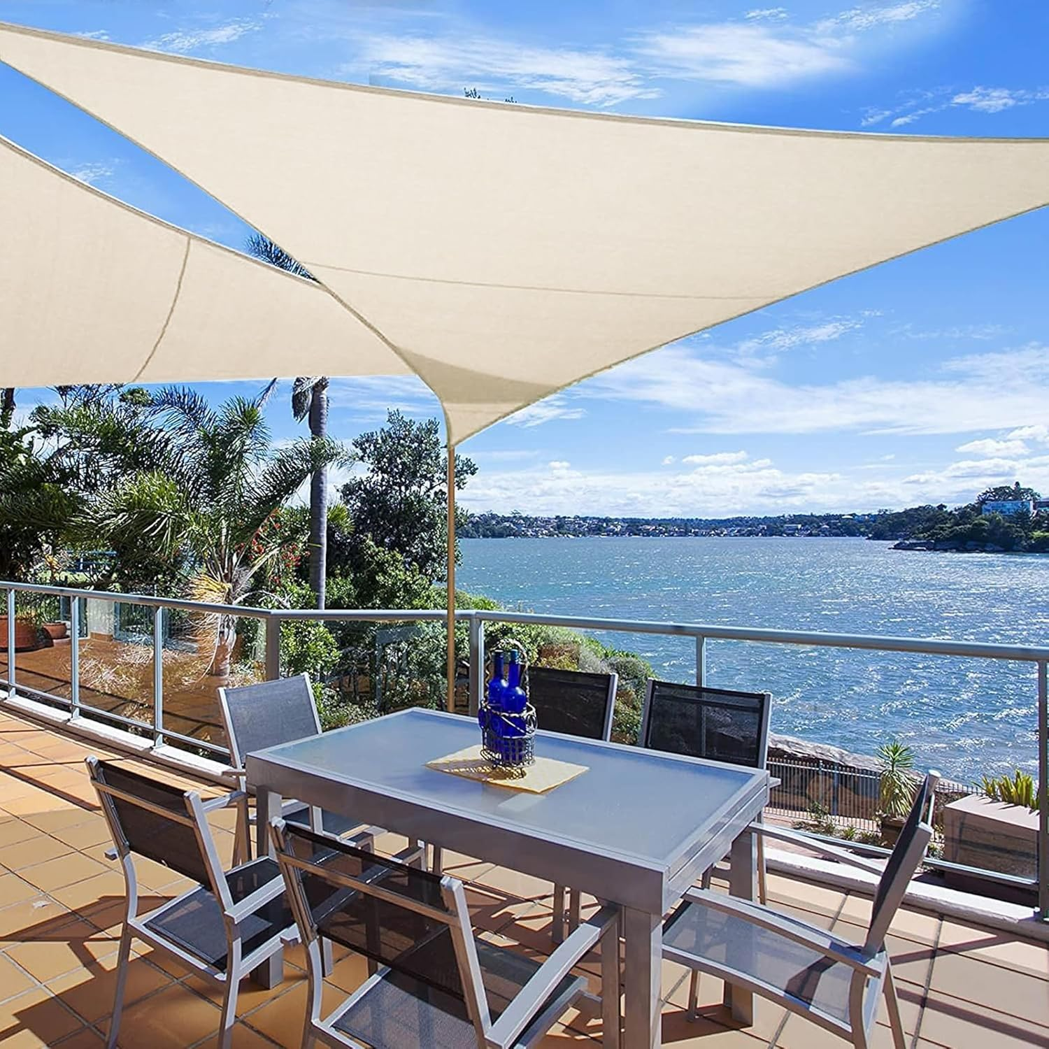 Shade Sail 3.6&times;3.6&times;3.6M Beige Square Waterproof Sun Shade Sail Canopy Awning, 95% UV Blockage UV & Water Resistant, Outdoor Backyard Patio Garden Carport image number 1