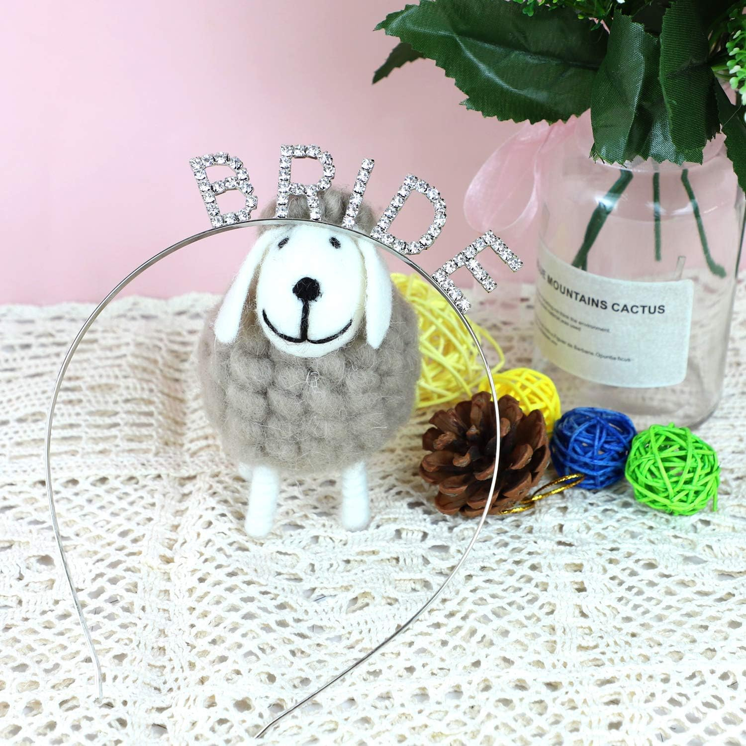 ZYWQ Rhinestone Bride Headband Elegant Crown Bachelorette Party Headbands (Silver) image number 1