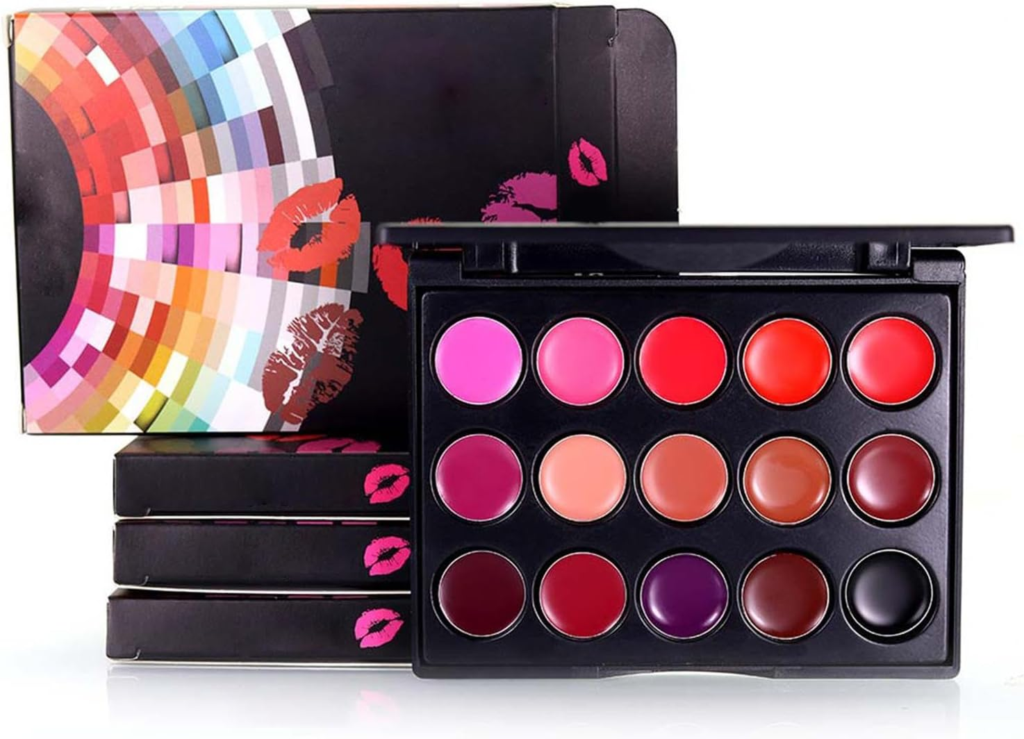 Lipstick Palette,15 Colors Waterproof Lipstick Palette - Moisturizing Long Lasting Soft Smooth Lipstick Pallet, Pigmented Festival Halloween Lip Paint Borato image number 1