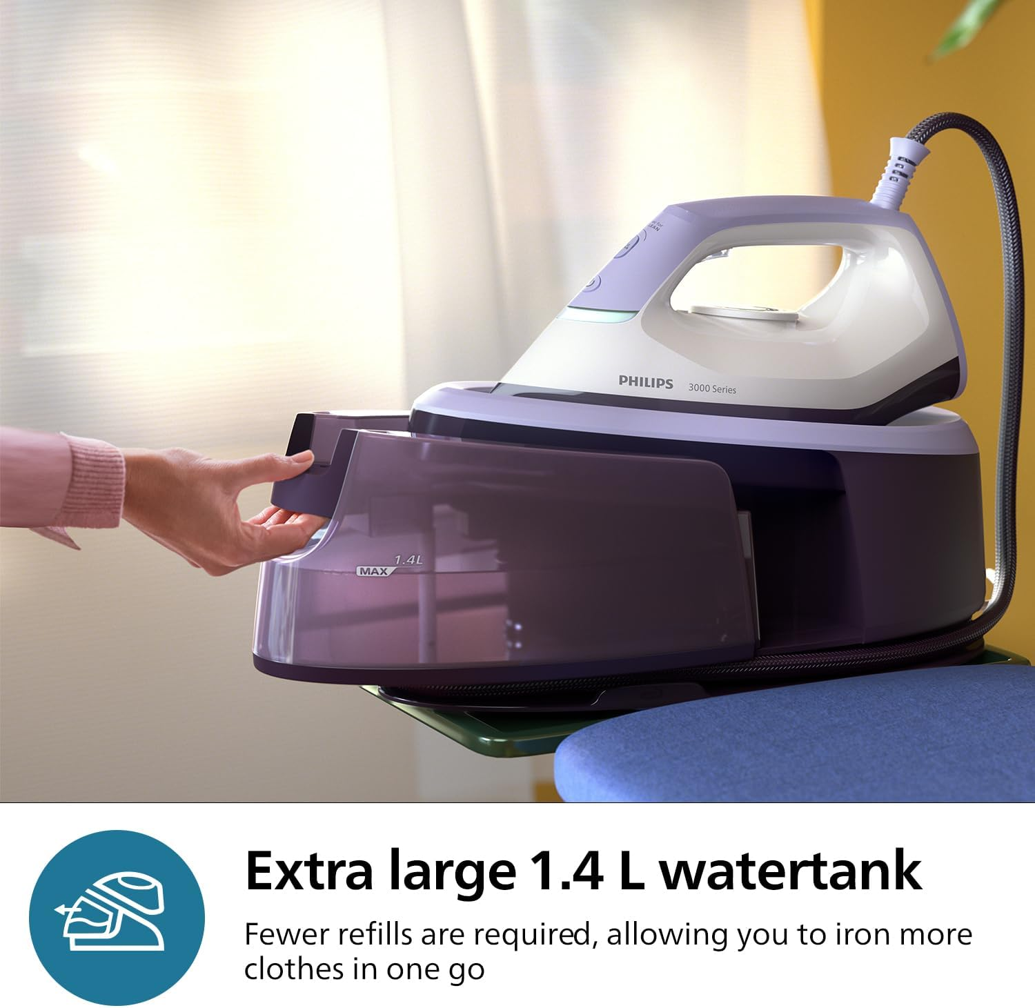 Philips Steam Generator 3000 Series, 2400W, 120G/Min Continuous Steam, 350G Steam Boost, Fast and Powerful, Vertical Steam, Ceramic Soleplate (PSG3000/30) image number 2