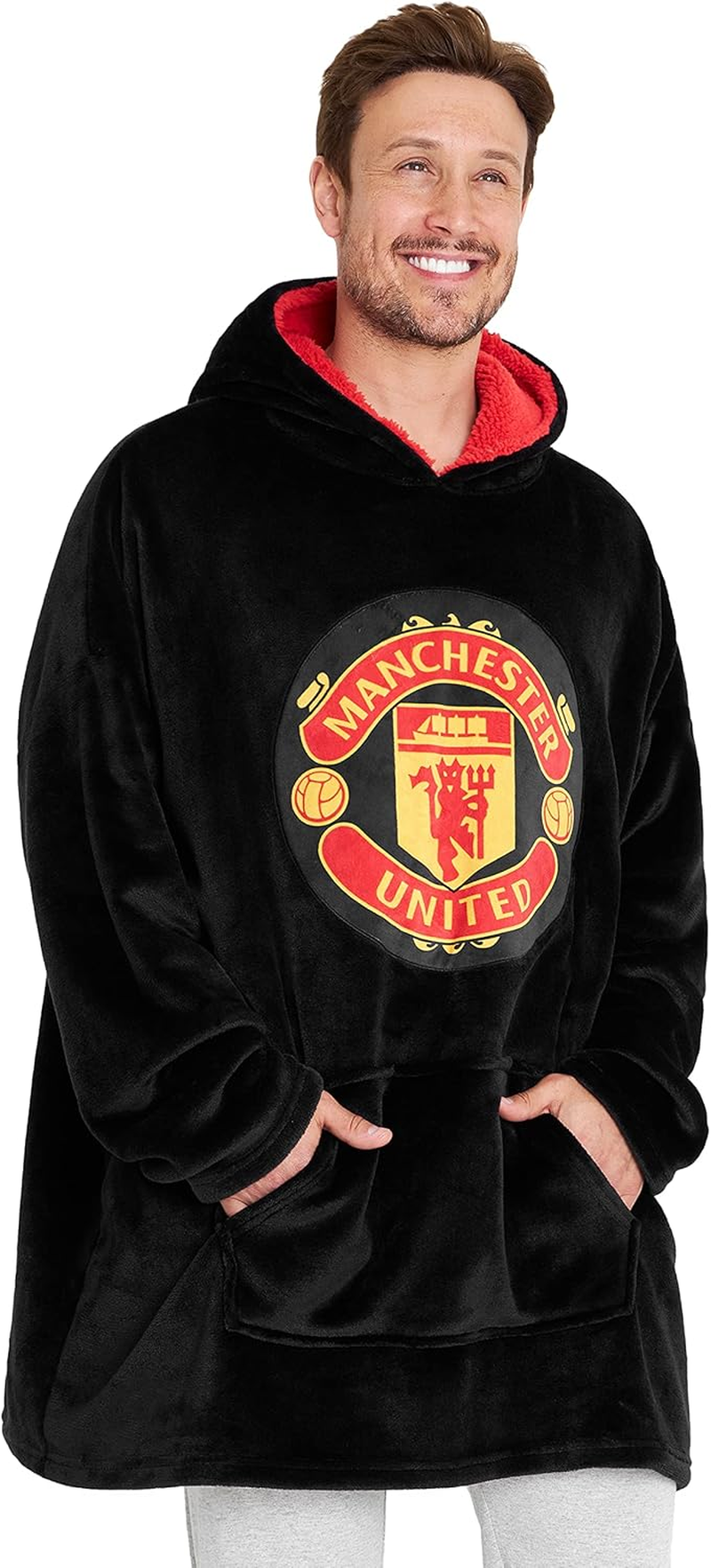Manchester United F.C. Oversized Hoodie Blanket for Men, Man U Football Gifts