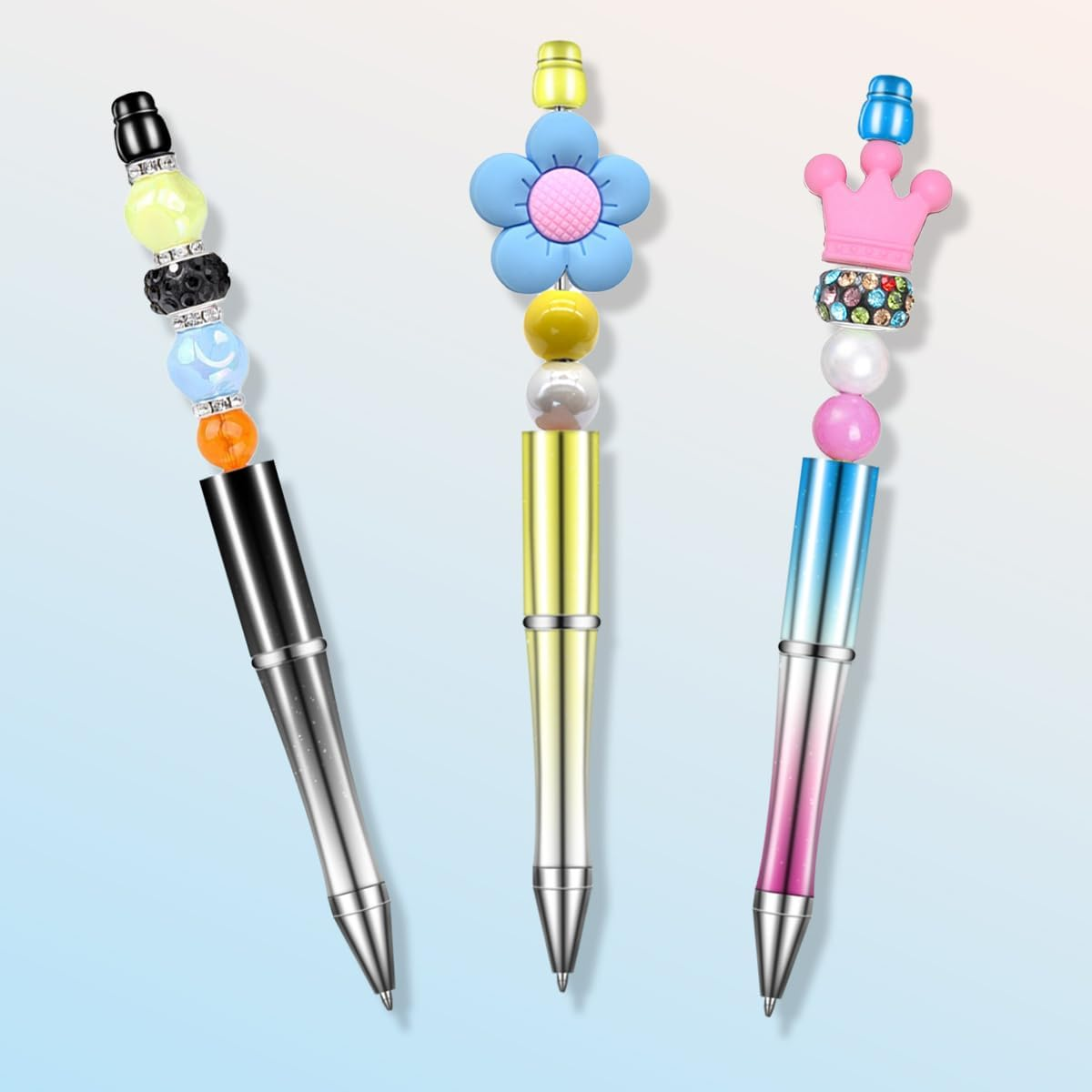 BEZANU Beadable Pens, 12 PCS Bead Ballpoint Pen for School, Office Supplies (14.5Cm/5.7In) image number 3