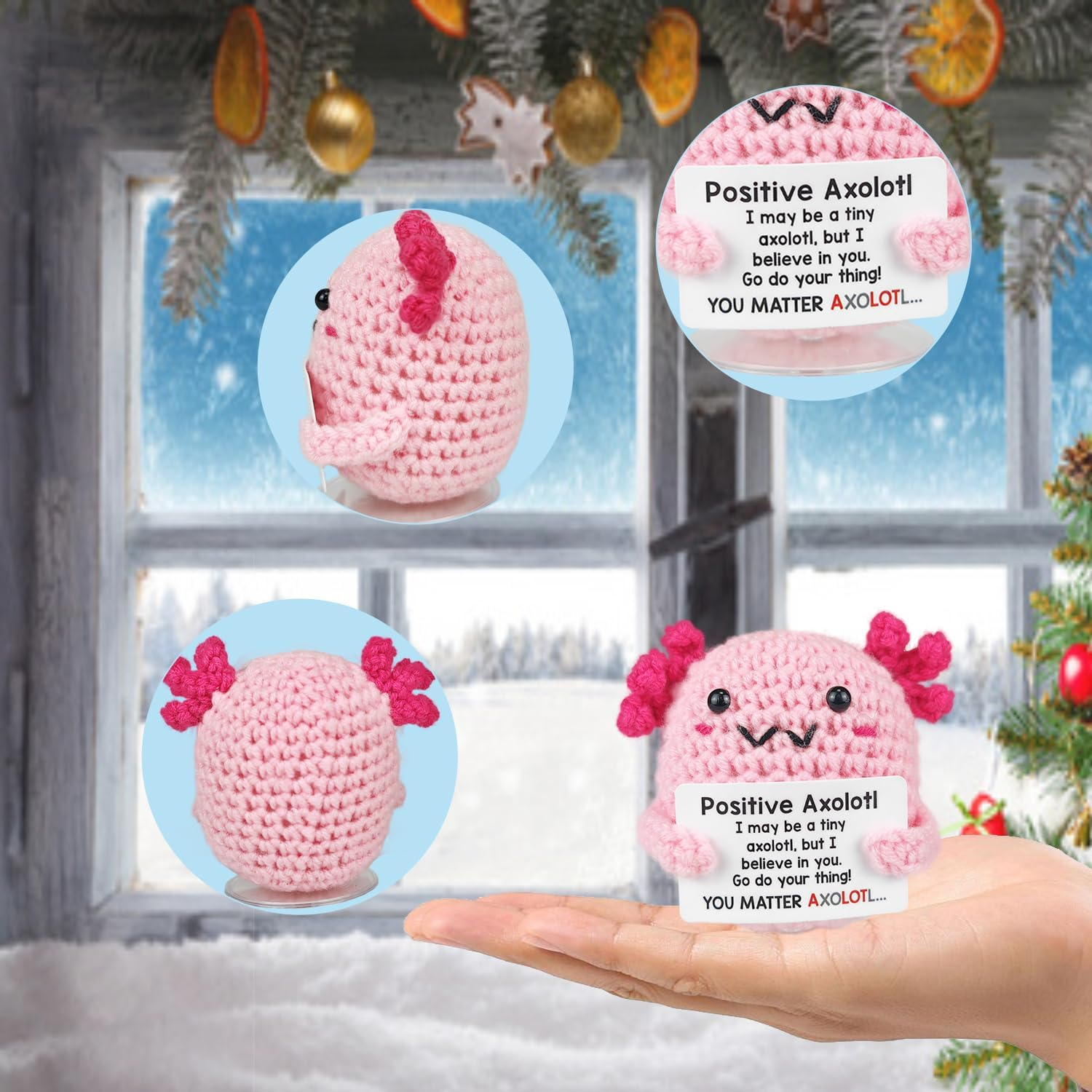 SZMDLX Handmade Crochet Axolotl, Positive Emotional Support Animals Doll Cute Knitted Stuffed Themed Gifts Worry Dolls for Birthdays,Home Office,Party Decorations (Cute Salamander) - Bee image number 7