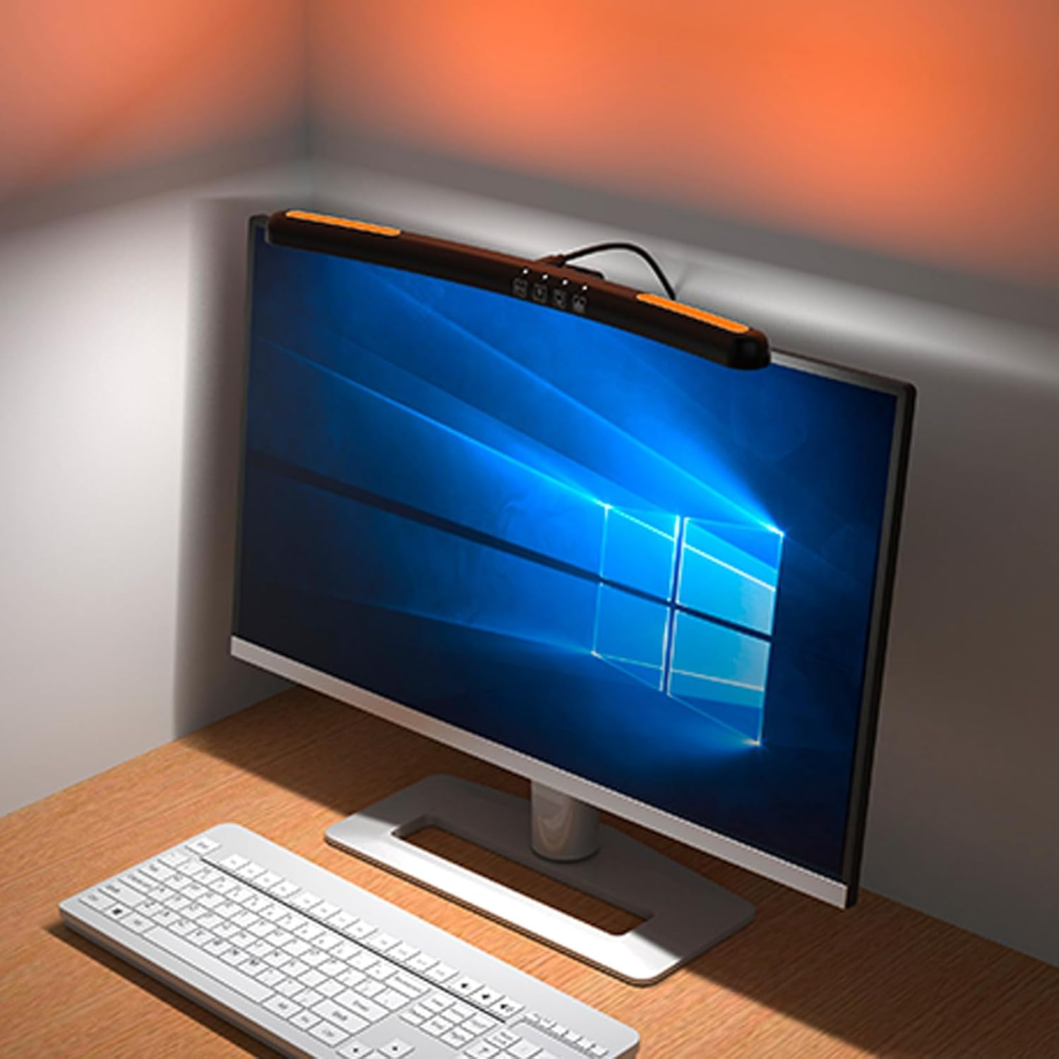 Curved Monitor Light Bar, LED Monitor Light with 3 Color Temperature Modes Stepless Dimming Type C Computer Desk Lamp Monitor Lamp