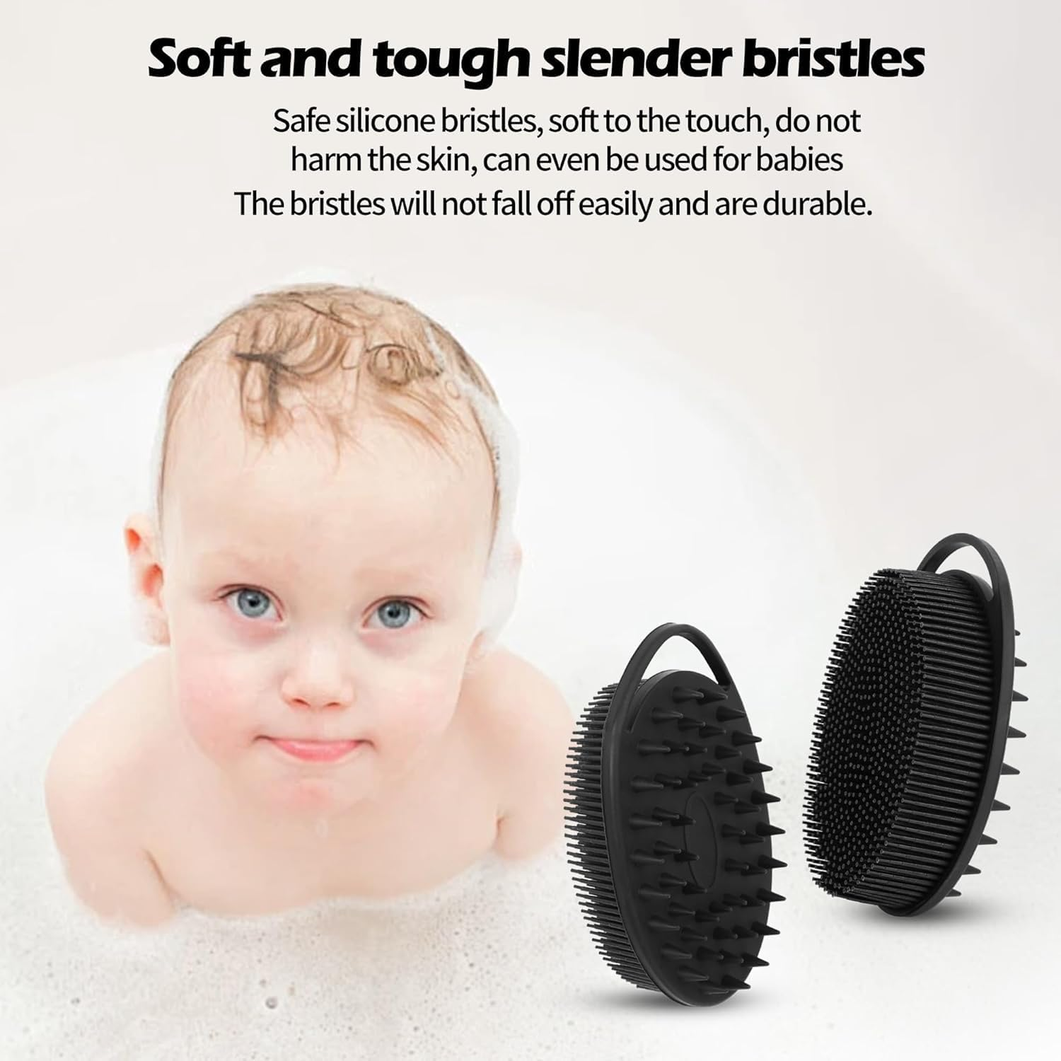 3Pcs Silicone Body Scrubber, 2-In-1 Shower Brush Shampoo Brush, Gentle Exfoliating Body Scrubber, Scalp Massager, Rich Foam, Long Lasting, Suitable for Sensitive Skin image number 1