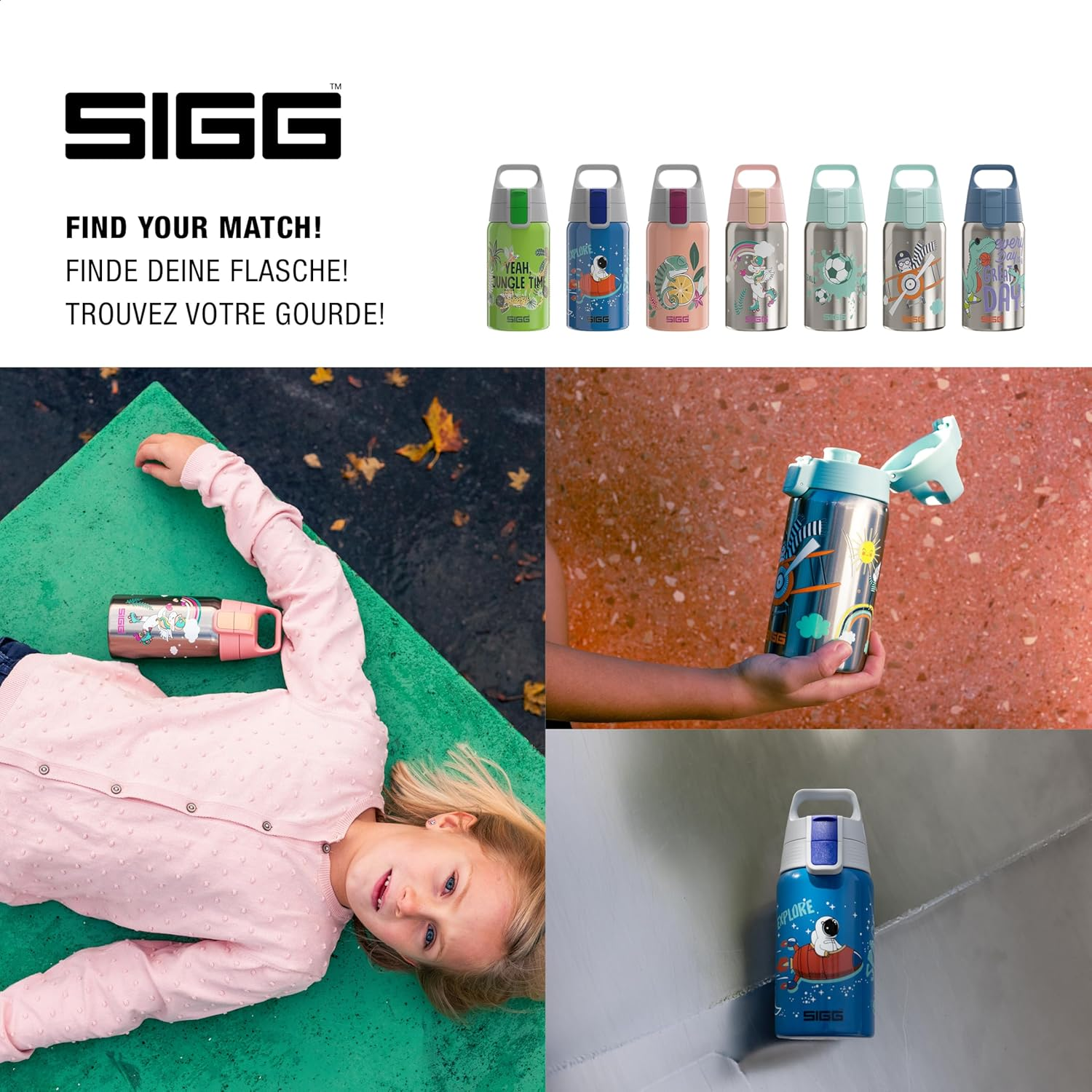 SIGG - Kids Water Bottle - Shield ONE Atlantis - Leakproof - Lightweight - BPA Free - Stainless Steel - Light Blue with Mermaid - 17 Oz - Fly Away image number 2