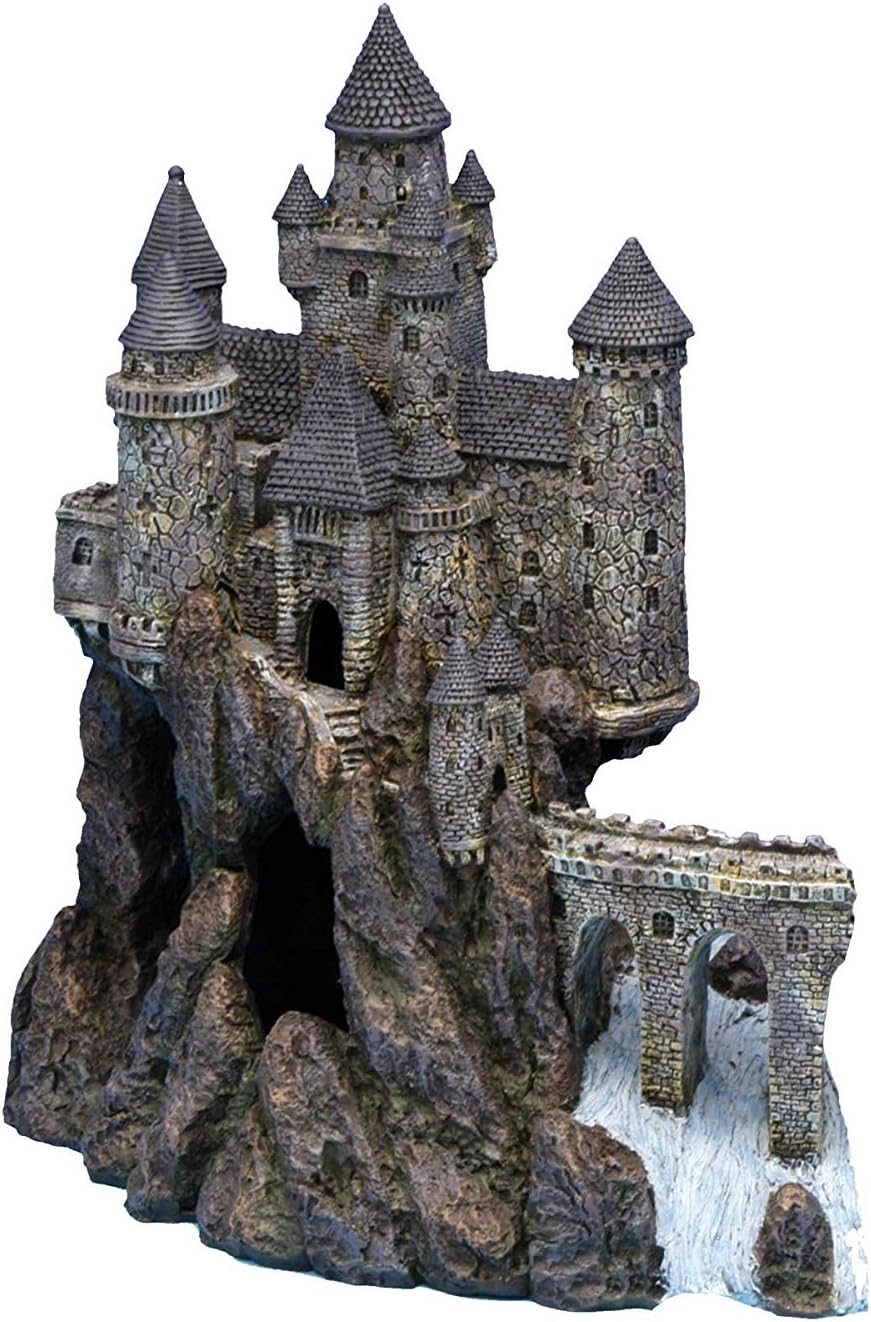 Penn-Plax Super Wizard Castle Aquarium Decoration Hand Painted with Realistic Details over 14.5 Inches High Left Side