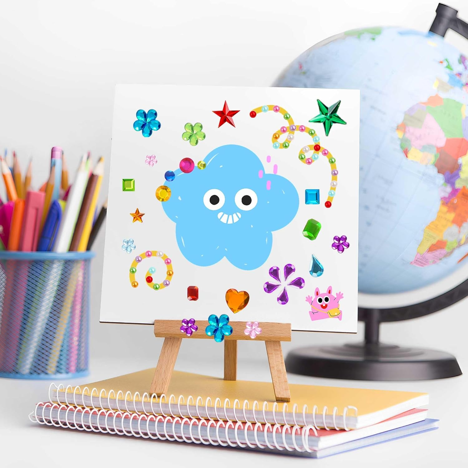 6059Pcs Gem Stickers 20 Sheets Rhinestone Stickers for Crafts Self Adhesive, Glitter Sticker DIY Decoration Assorted Shapes Acrylic Diamond Bling Heart Star Sticker for Face Eyes Nail Hair for Women image number 2