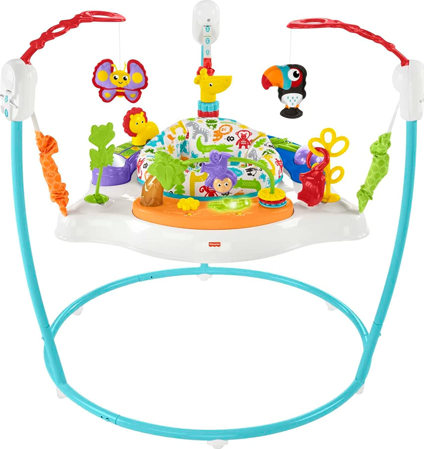 Fisher-Price Baby Bouncer Animal Activity Jumperoo with Music Lights Sounds and Developmental Toys for Infants image number 4