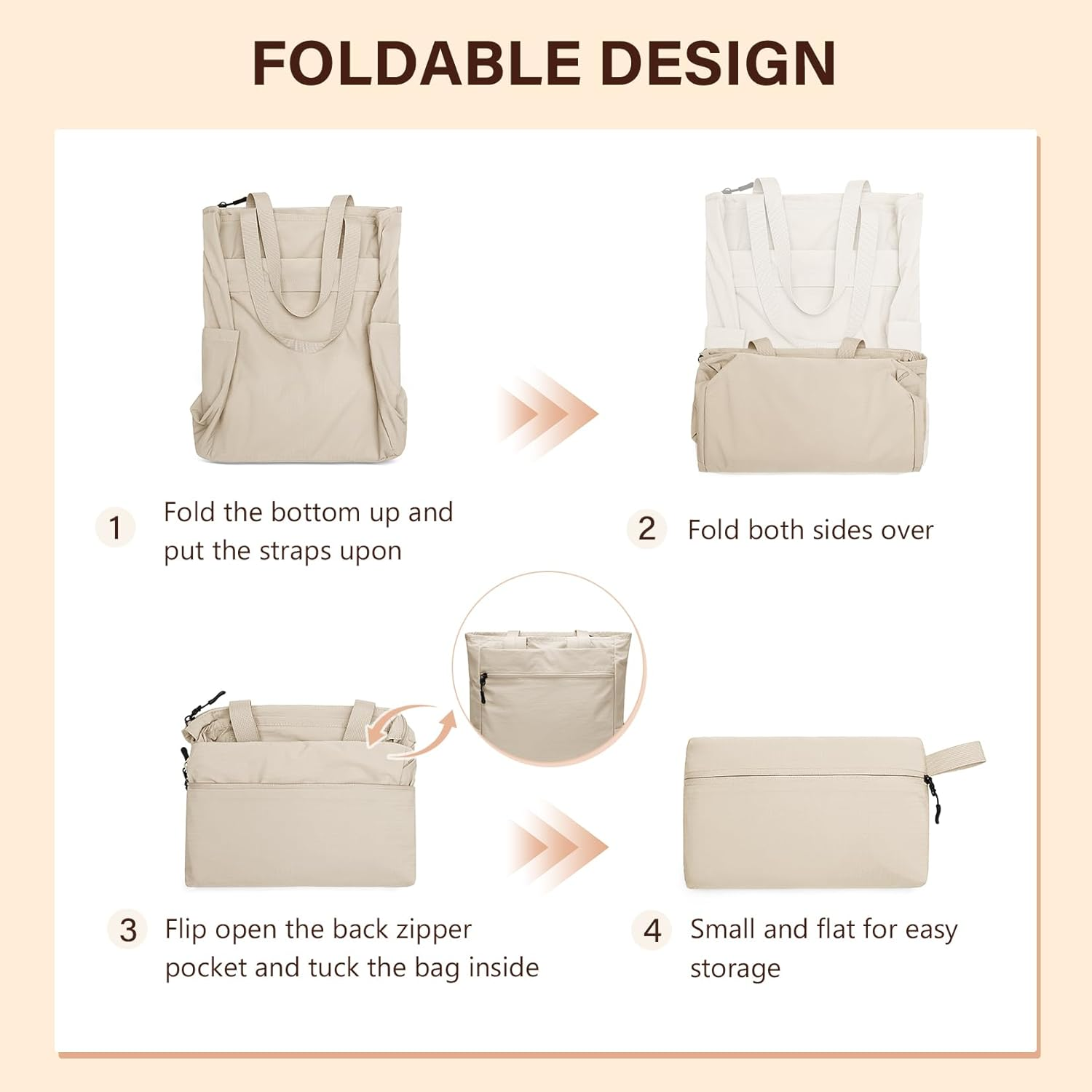 GOLF SUPAGS Foldaway Convertible Tote Backpack Lightweight Nylon Daypack Women Men City Pack Versatile for Leisure Travel