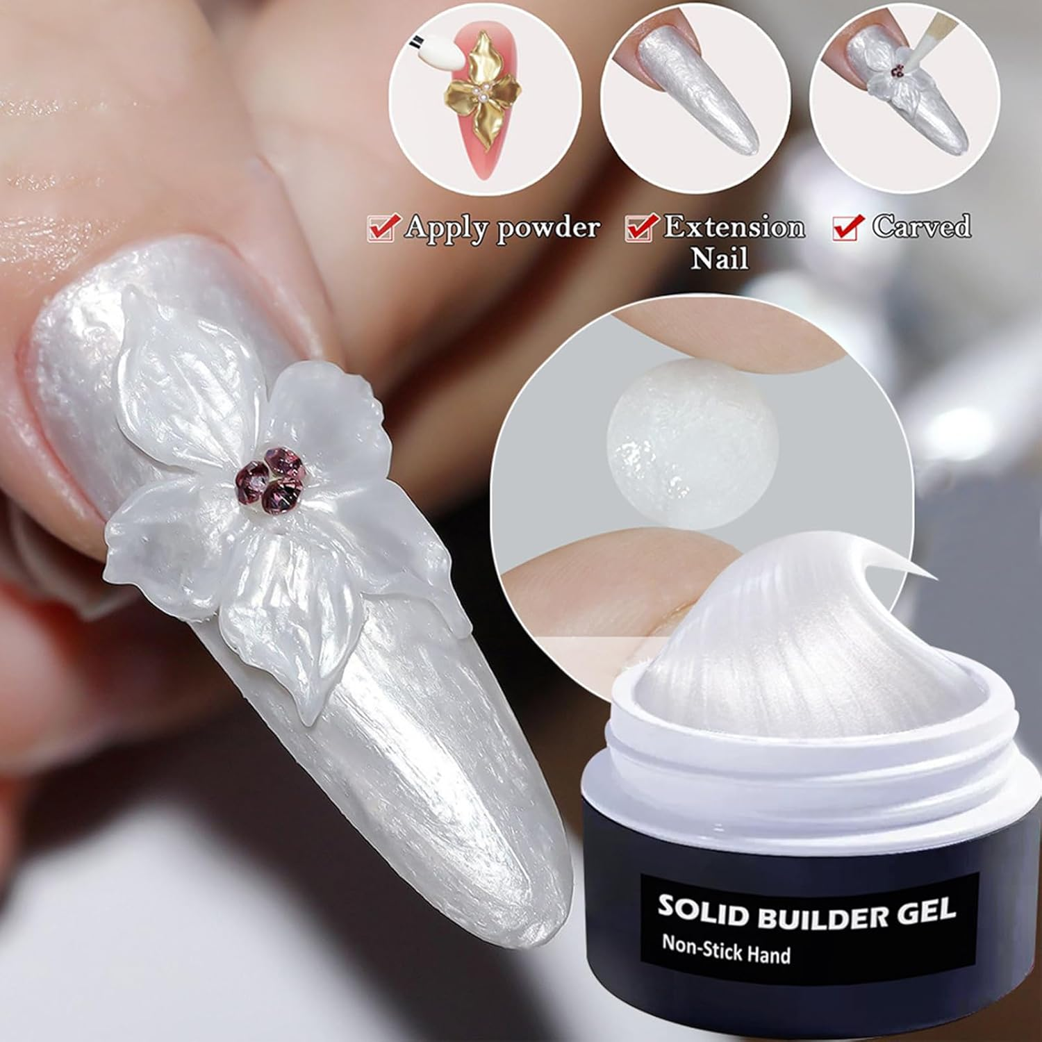 Hard Gel for Nails, Non-Sticky Nail Enhancement Gel for Women, Ideal Beauty Accessory for Everyday Use, Practice, Special Occasions, Weddings, Parties, and Festive Fashion image number 6