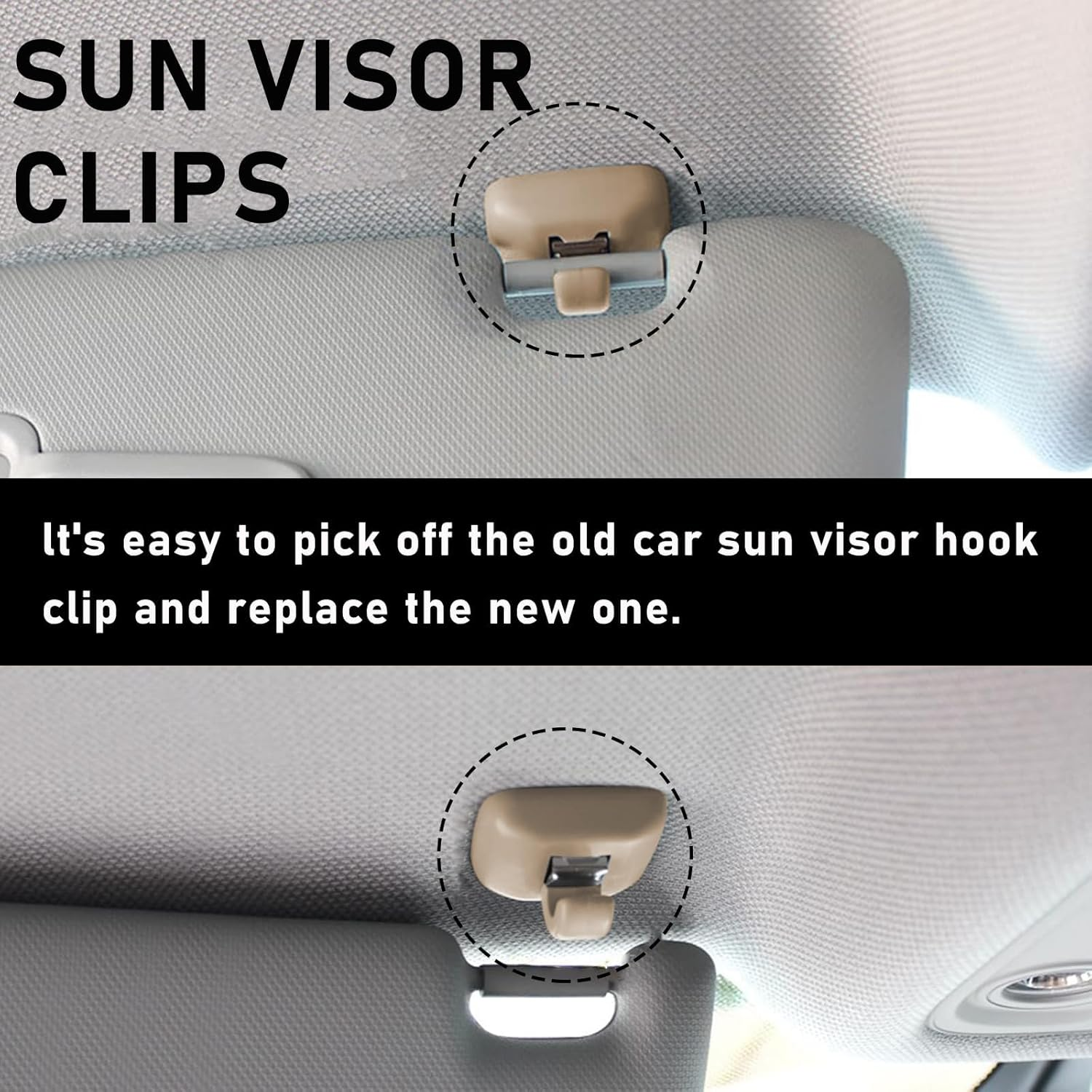 2 PCS Sun Visor Bracket Hook Clip, Upgraded Base Makeup Mirror Fixing Bracket, Car Interior Sunscreen Holder Hook, Compatible with A3 A4 LA 5A 6L Q5 Q3, OEM# 8U0857562A, 8E0857562 (Beige) image number 3