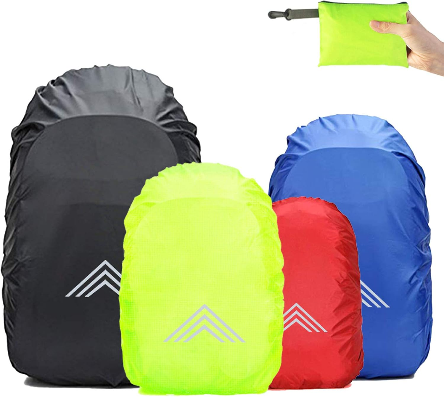 Frelaxy Rain Cover for Backpacks School Bags (15-90L), Waterproof Backpack Rain Cover Rain Cape with Reflectors & Non-Slip Cross Buckle Strap for Hiking, Camping, Cycling