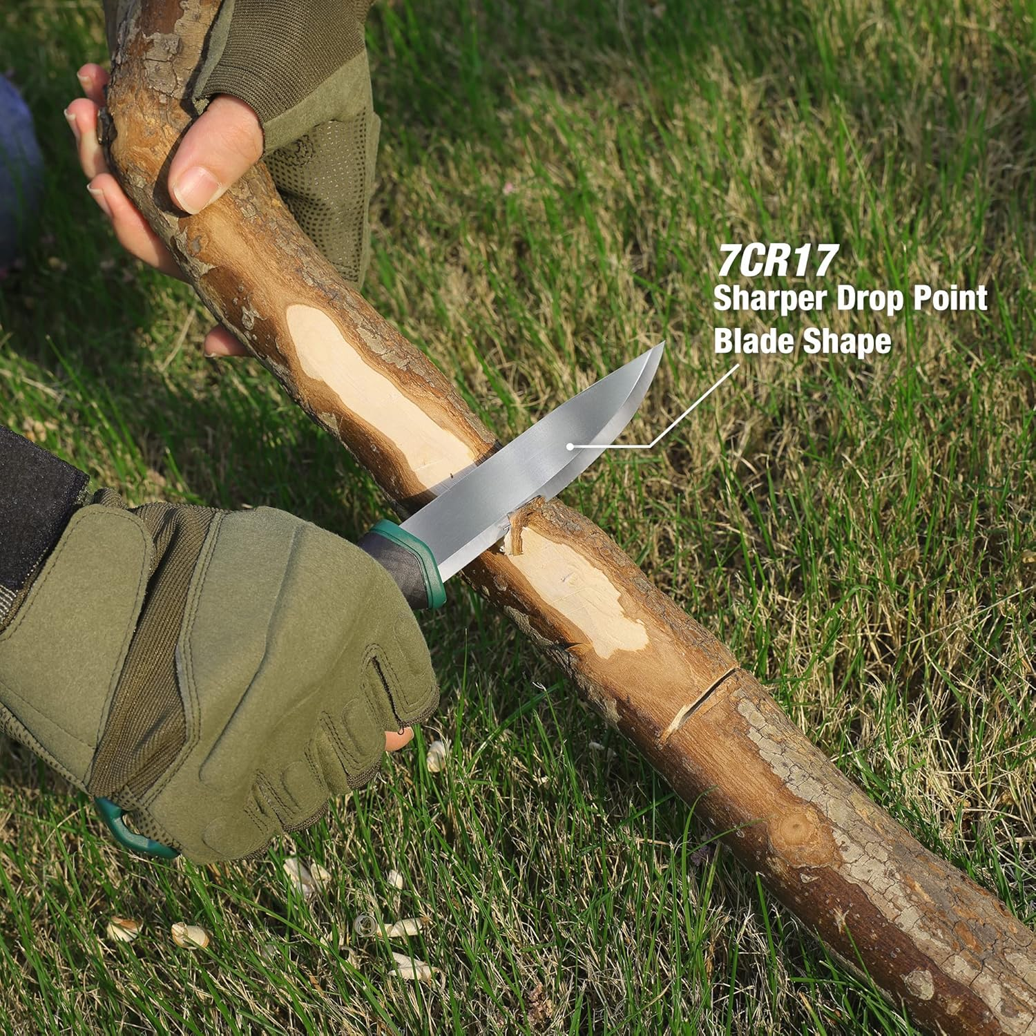 FLISSA Bushcraft Knife, Fixed Blade Knife with Nylon Sheath, Stainless Steel Blade, Ideal for Camping, Backpacking, Fishing, Hiking 4 Inch image number 3