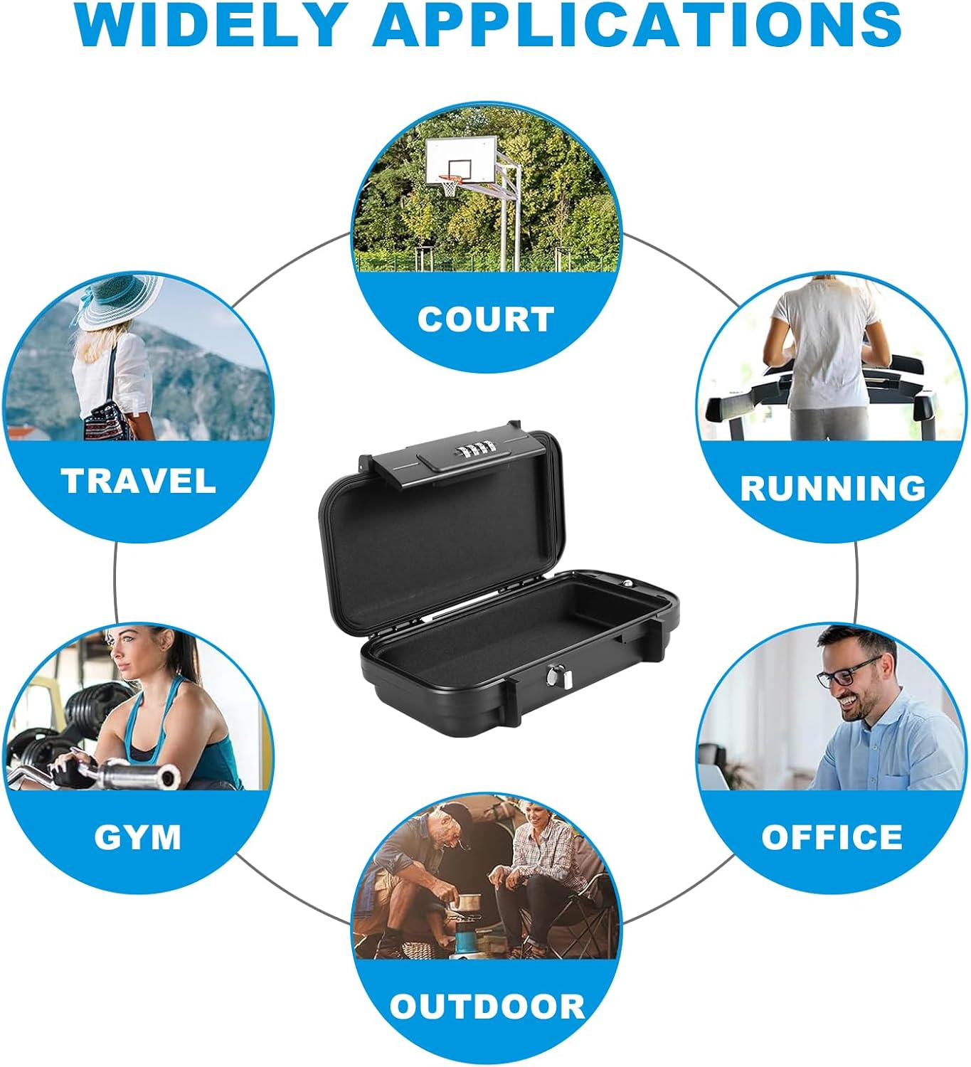 Portable anti Theft Safe Box 4 Digit Combination Security Case Lockbox with Removable Wire Rope IPX7 Waterproof Travel Safe Box for Office Car Dorm Hotel image number 2