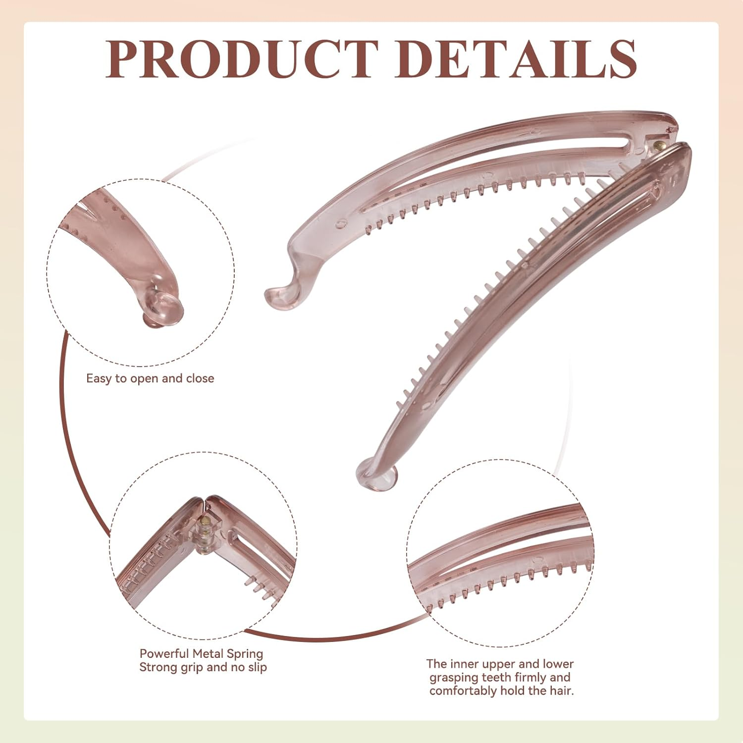 Pack of 6 Large Banana Hair Clips, Vintage Banana Hair Clips, Ponytail Hair Clip, Non-Slip Leopard Hair Clip, Hair Clips for Women, Girls, Thick Medium Hair image number 1