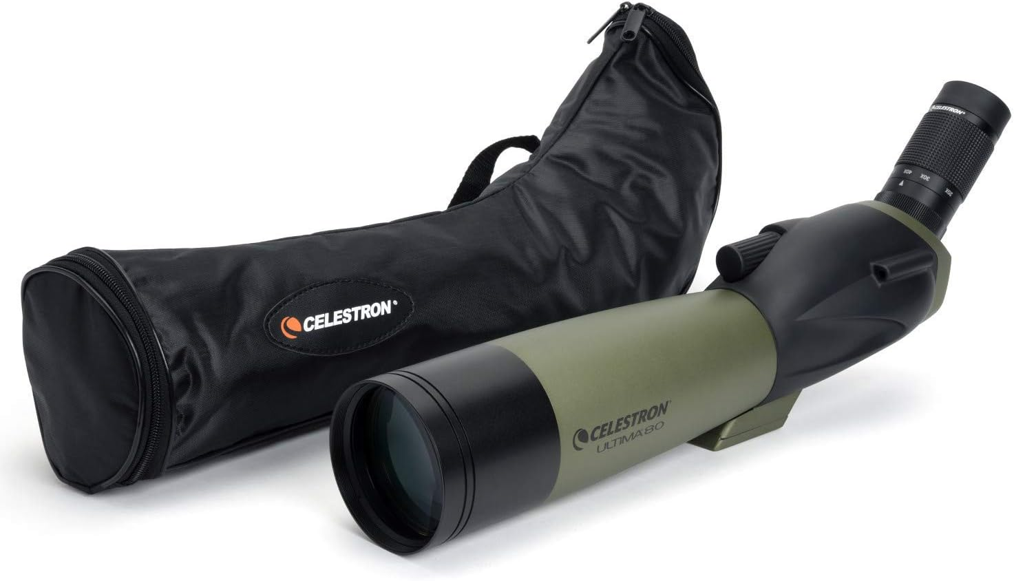 Celestron 52250 Ultima 20-60X80Mm Angled Refractor Spotting Scope Telescope with Multi-Coated Optics, Waterproof Rubber Tubing and Soft Carry Case, Green image number 3
