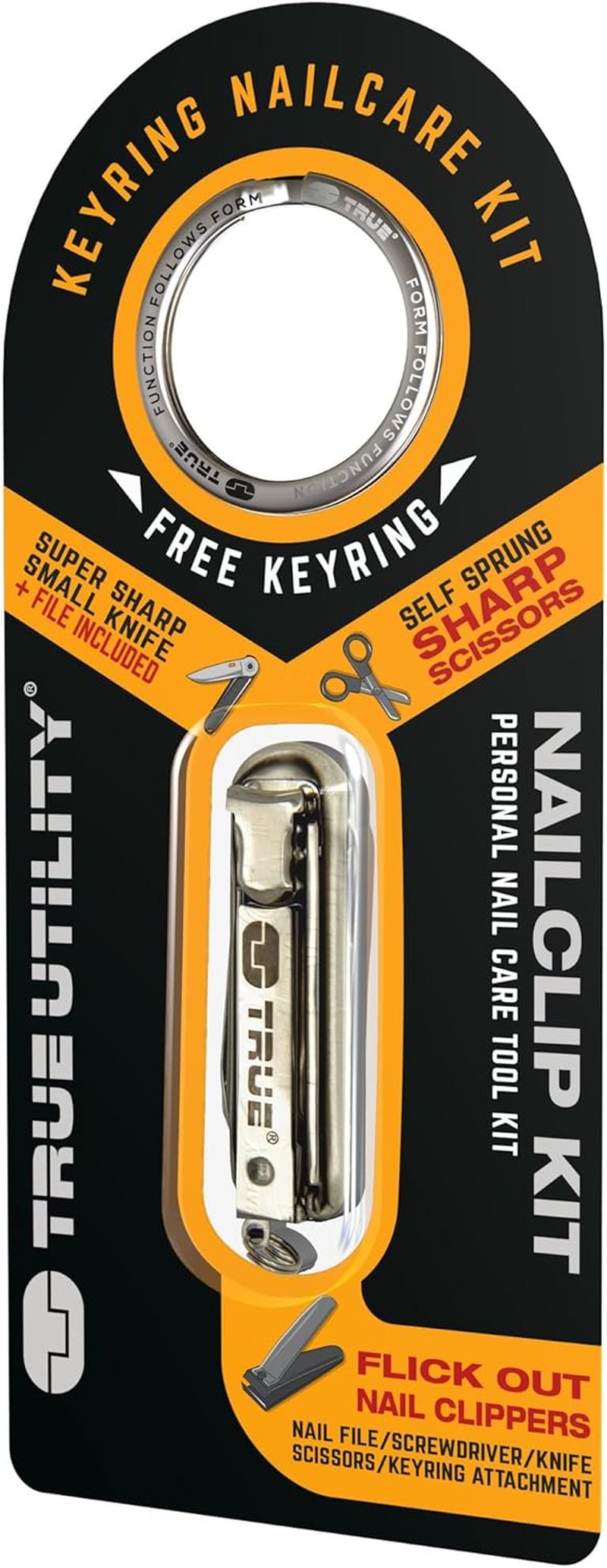 True Utility Nailclipkit: Cliptool Mitstabilen Und Scharfen Nagerknipser, Schere, Nagels&auml;uberer, Nagelfeile, Nagelknipser Und Messer image number 2