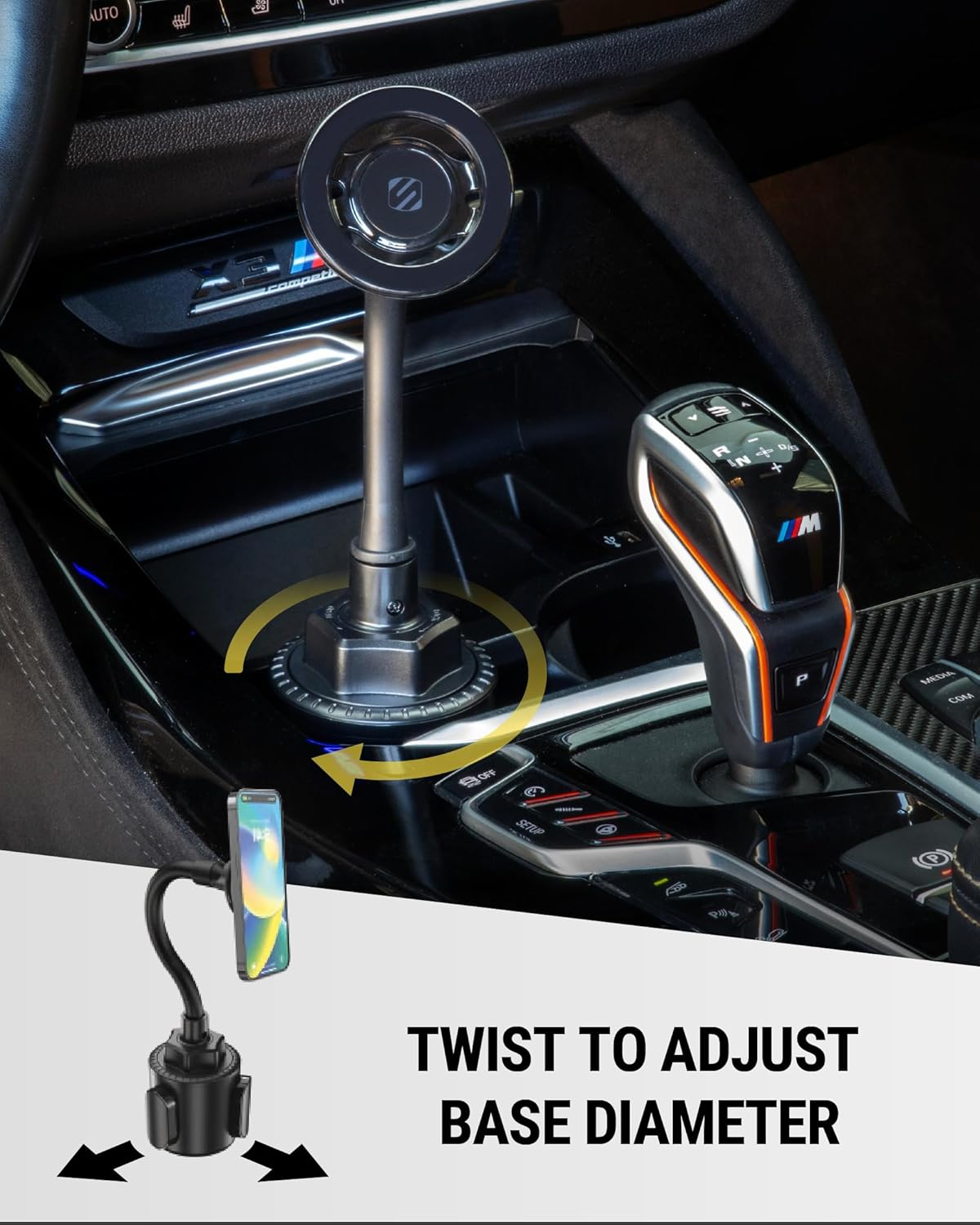 Scosche Magicmount&trade; SMSCUP Magnetic Cup Holder Phone Mount with Adjustable Gooseneck and Magnet Head, Magsafe Phone Holder for Car Compatible with Iphone 16 15 14 13 12 Series, Mag Safe Case & Android image number 6