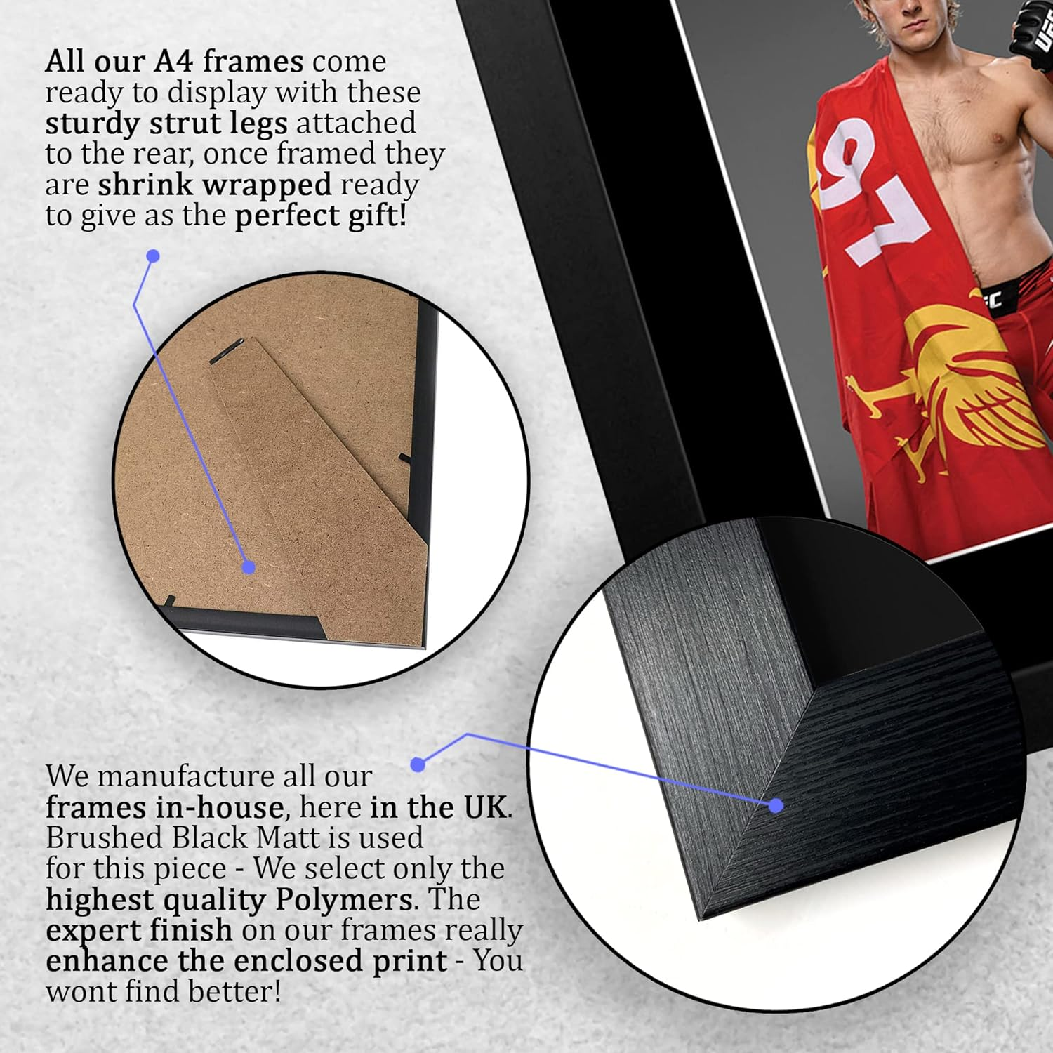 HWC Trading FR A4 Paddy the Baddy Pimblett UFC Gifts Printed Signed Autograph Picture for UFC Memorabilia Fans - A4 Framed