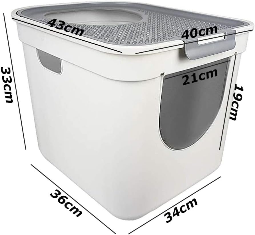 Enclosed Litter Box,Kitty Toilet Hood,Cat Potty with Scoop,Separate Entry and Exit Door,Detachable Pet Litter Case,Large Litter Container image number 6