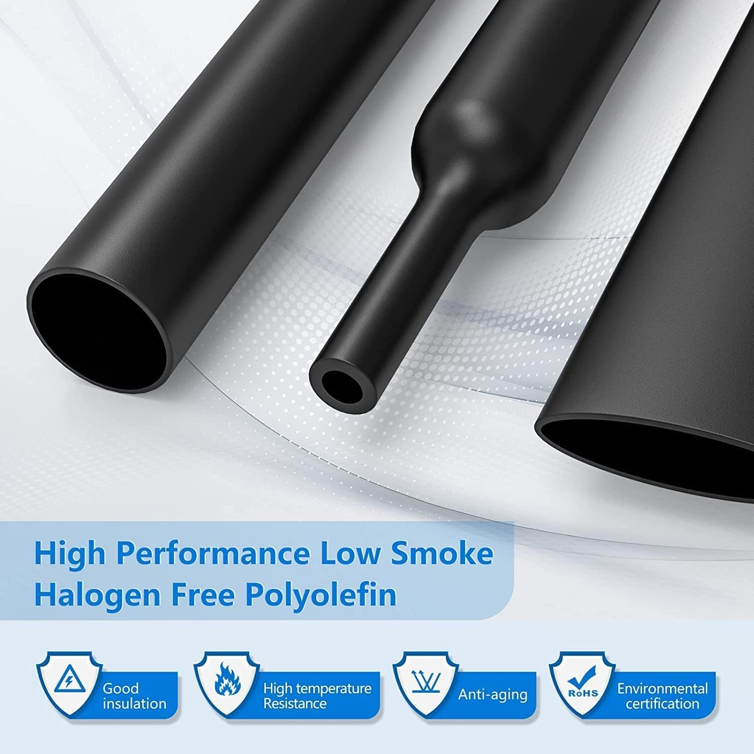 560 Pieces Heat Shrink Tube 2:1, Wire and Cable Wrapping Assortment Electrical Insulation Heat Shrink Tubing Kit with Box for DIY (5 Colors/12 Sizes), Black, Red, Blue, Yellow, Green image number 5