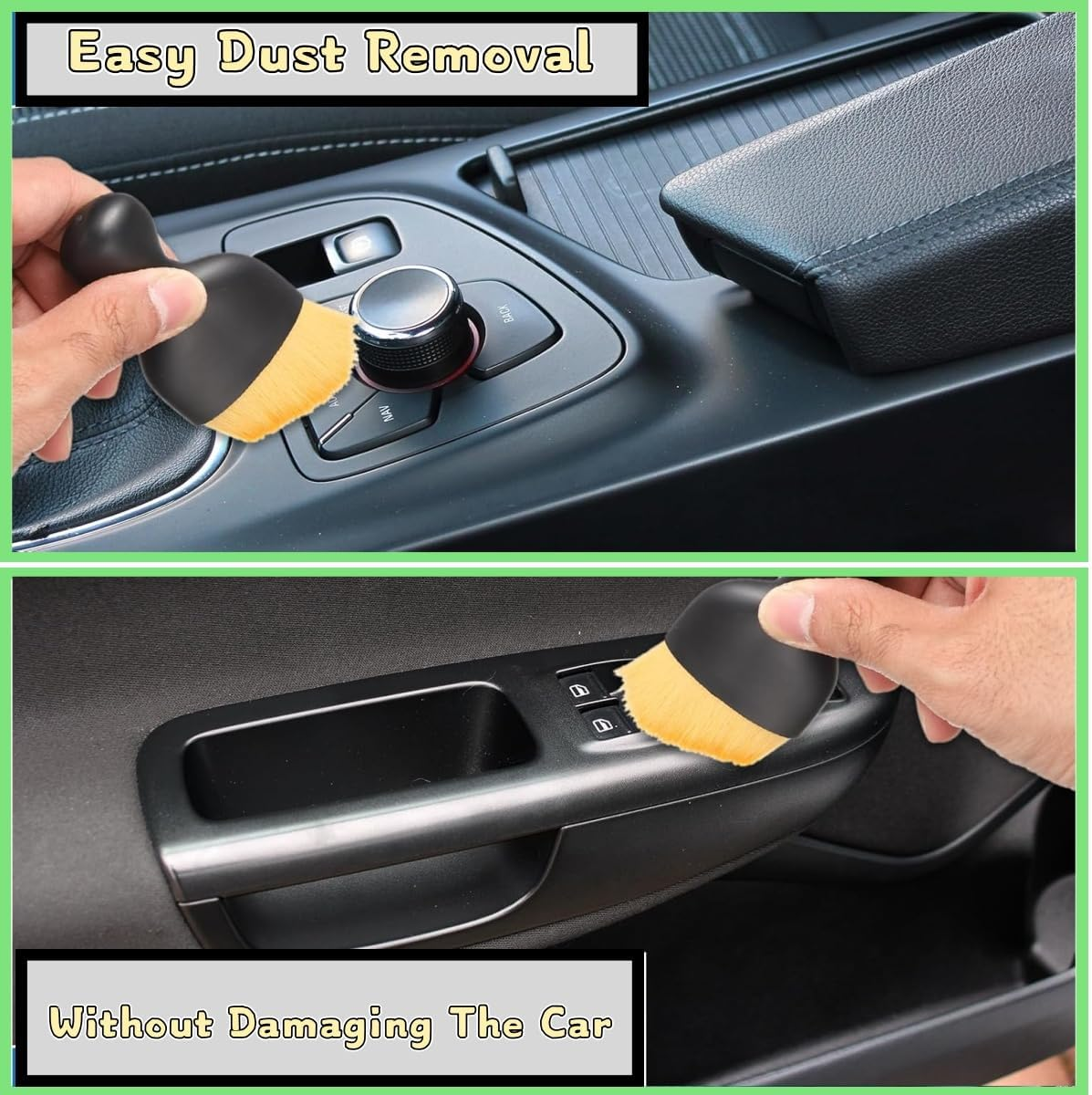 2Pcs Car Interior Dust Sweeping Soft Brush,Curved Design Car Detailing Brushes,Soft Bristle Cleaning Dusting Brush, Car Interior Cleaning Tool for Auto Dashboard, Air Vent, Leather, Computer image number 3