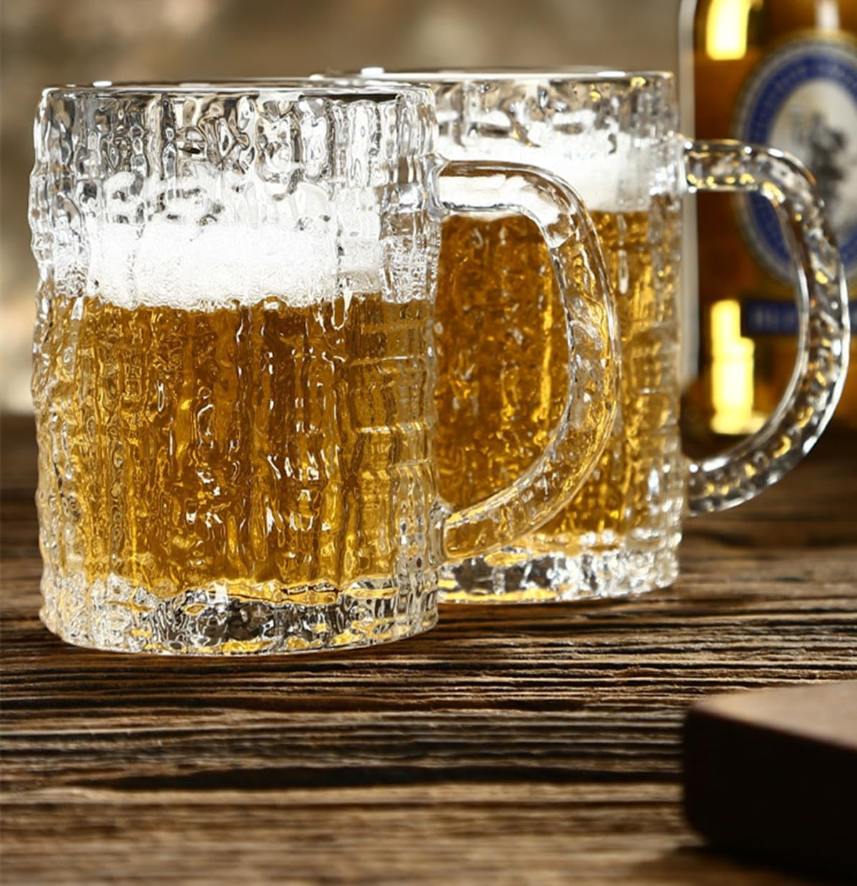 DZGUAI Pub Beer Glass - 485ML, Set of 2, Beer Glass Gift Set, Large Beer Mugs, Premium Glassware,Glacier Pattern Glass Cups image number 5