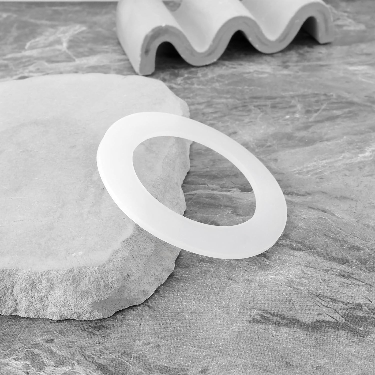 2 Pcs Silicone Flushing Valve Base Sealing Gasket Toilet Water Tank Seal 80X54X3Mm Compatible with Toto THU440-A THU451 10A-A White image number 1