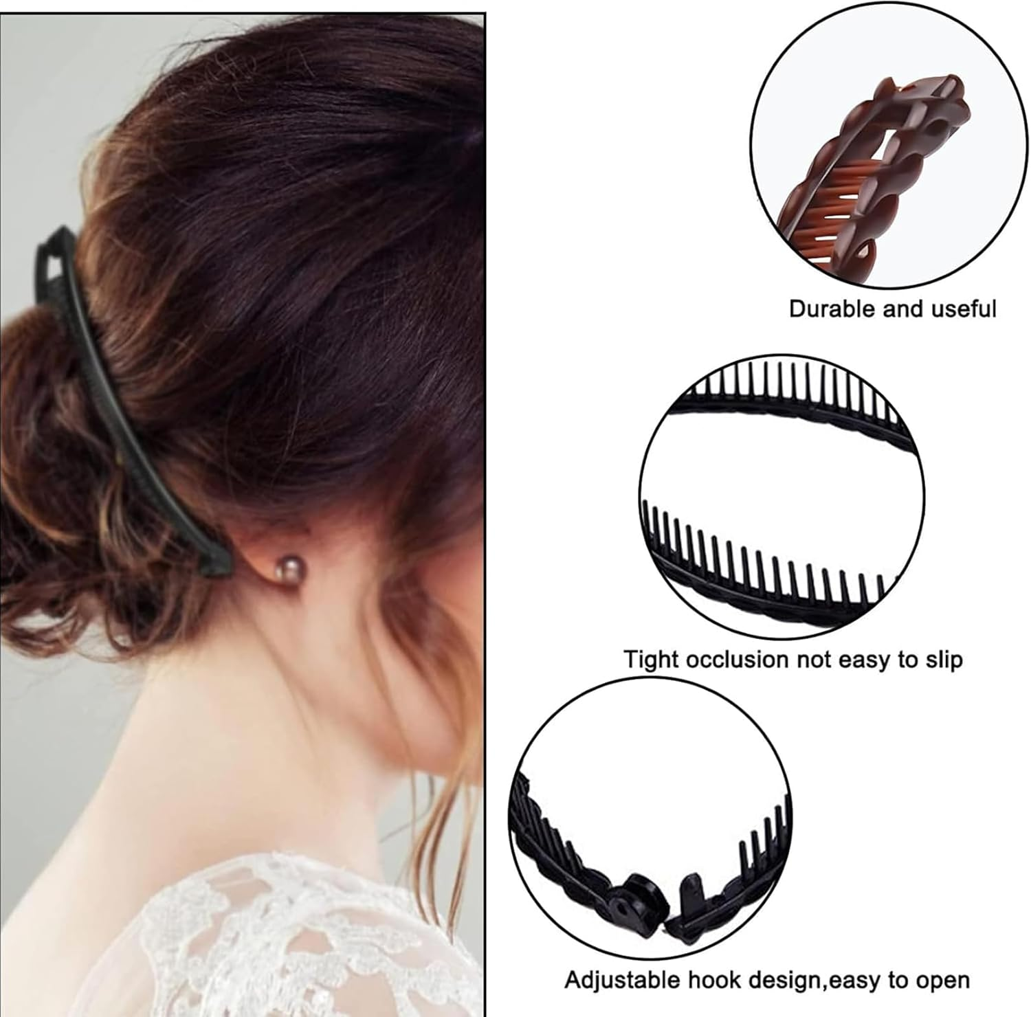 Set of Banana Hair Clips in Black and Brown, Portable Non-Slip Banana Clip, Ponytail Hair Clip for Women and Girls, Thin Thick Hair, Fashionable Hairstyles and Hair Styling image number 1