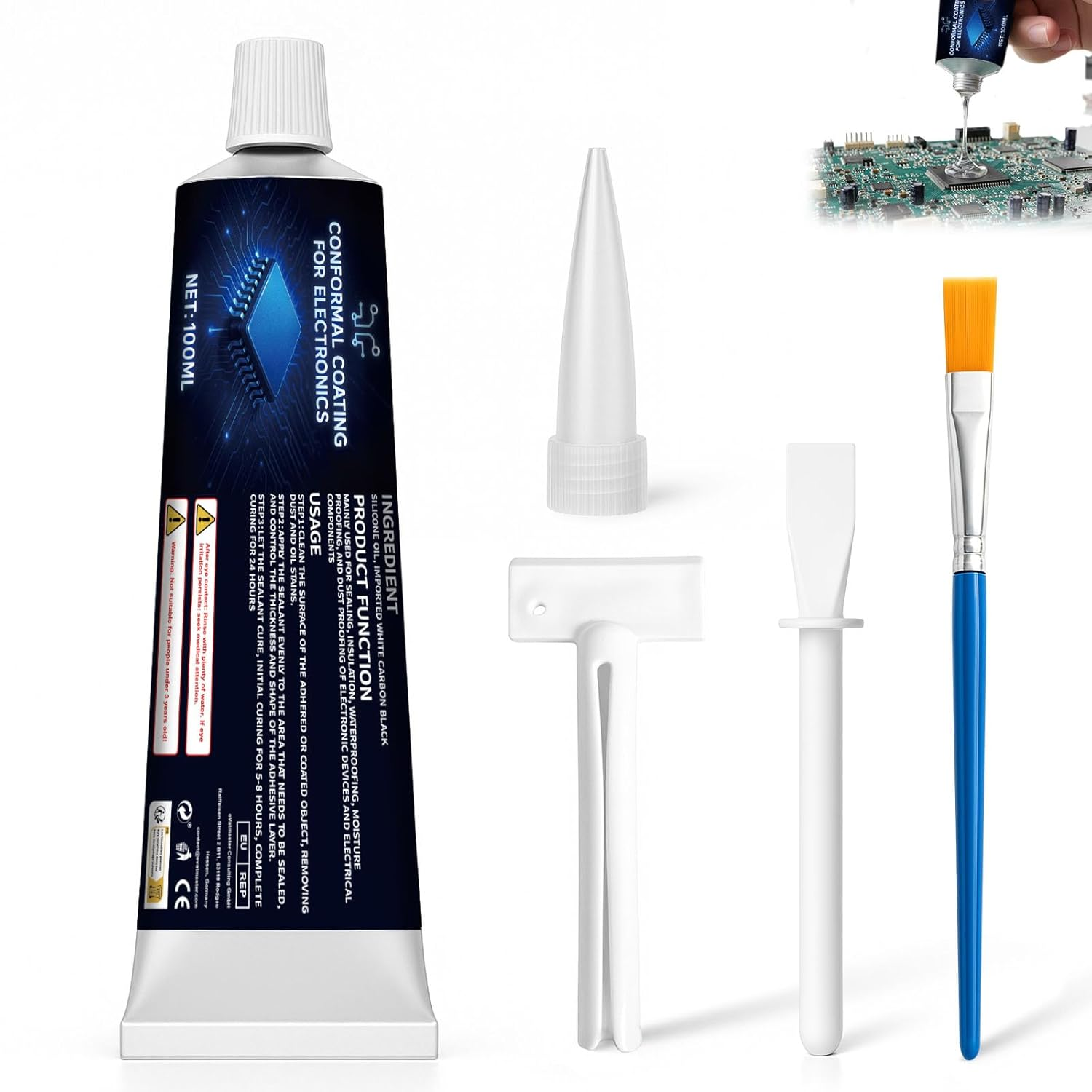 100Ml Conformal Coating for Electronics, Silicone Conformal Coating Insulating Sealant, Waterproof & Heat Resistant, for Circuit Board and Component Protection image number 3
