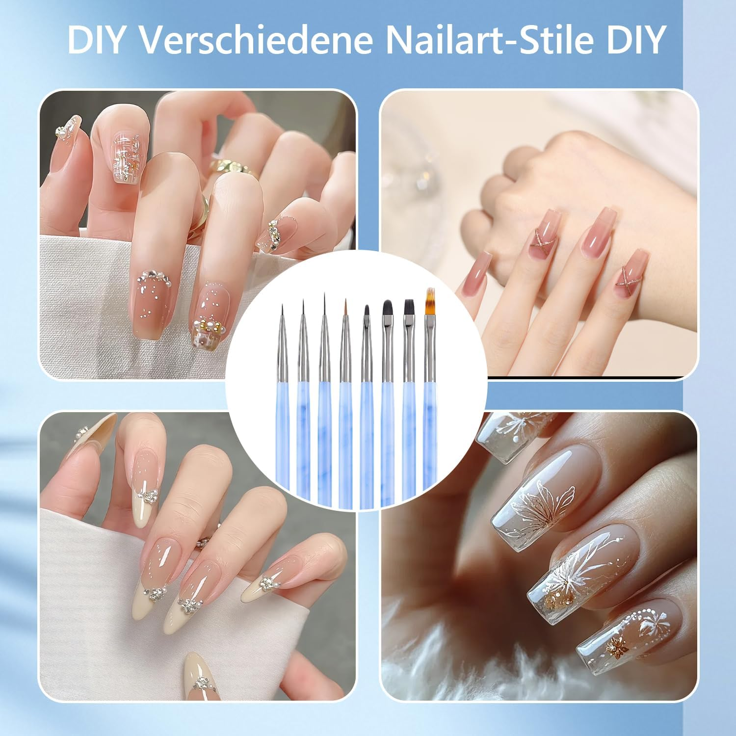 8 Piece Nail Brush, Brush for Gel Nails Set, Nail Design Gel Brush, Dotting Painting, Line Pen, Acrylic Brush Fineliner for DIY Nail Art Design image number 5