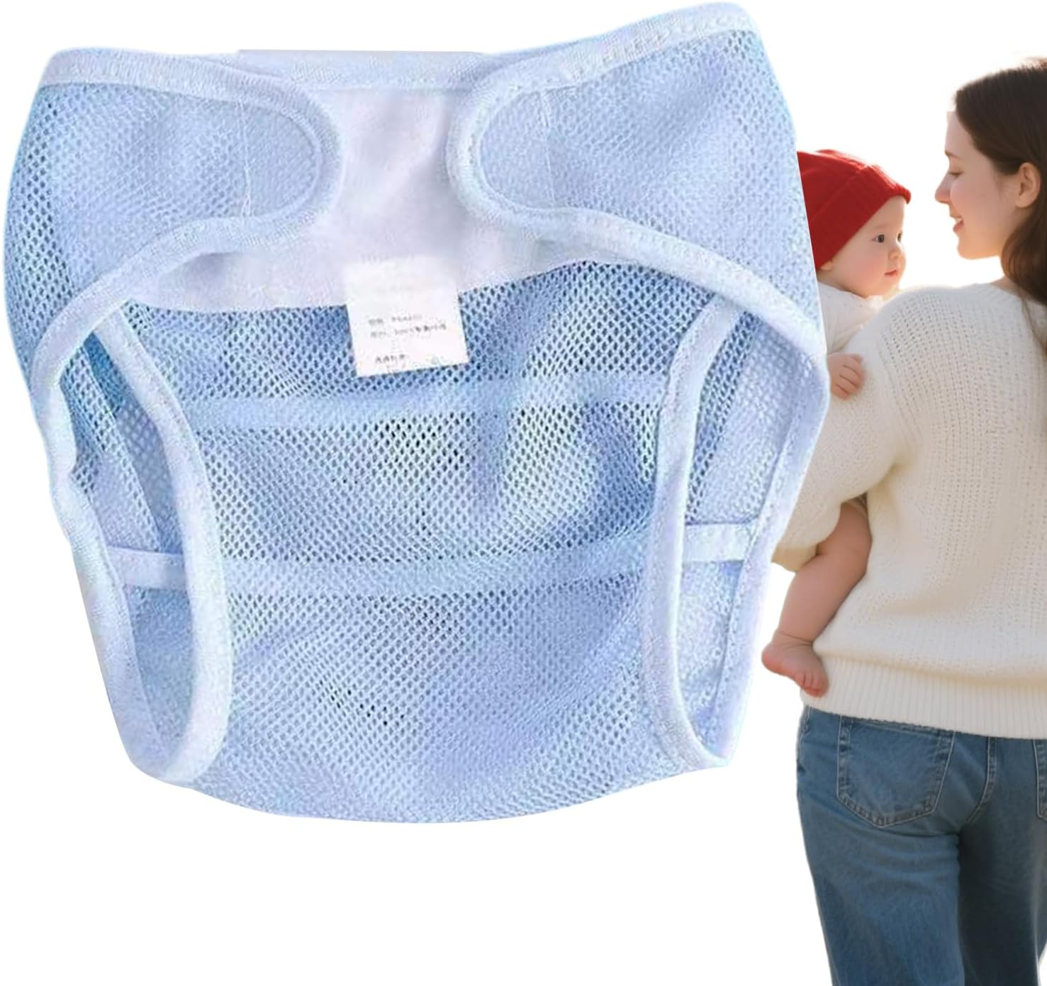 Washable Diapers for Baby - Washable Reusable Diapers - Breathable Mesh Pants for Sensitive Skin Boys Overnight Travel Daycare, Leak Protection image number 5