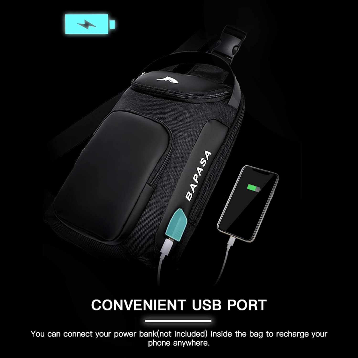 Anti-Theft Chest Bag USB Casual Shoulder Bag Sling Backpack BBZY image number 3
