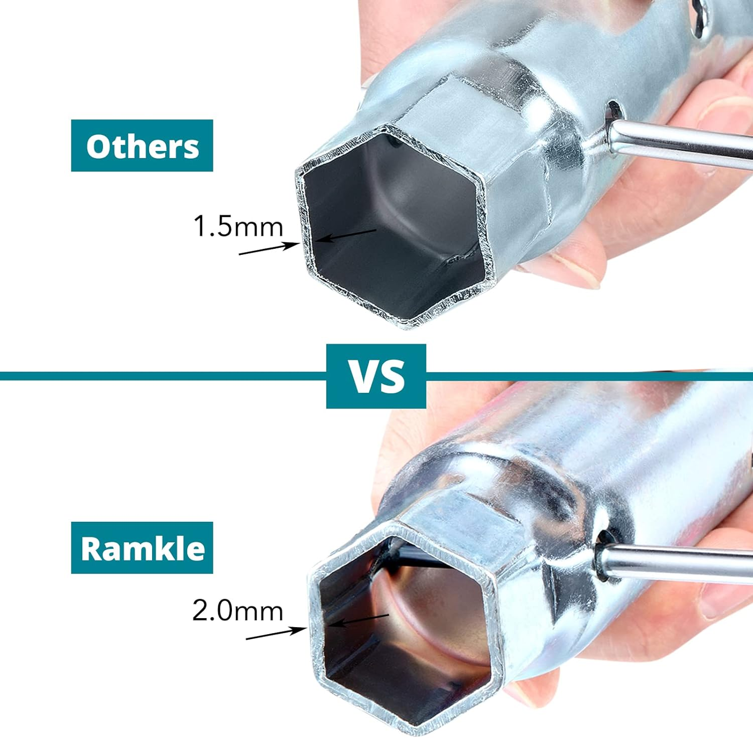 Dual Hex Wrench Removal Tool for Anode Rod and Water Heater Element, 1-1/16 in X 1-1/2 in X 6 In, Hex Socket for All Residential and RV Camper Travel Trailer Motorhome image number 5
